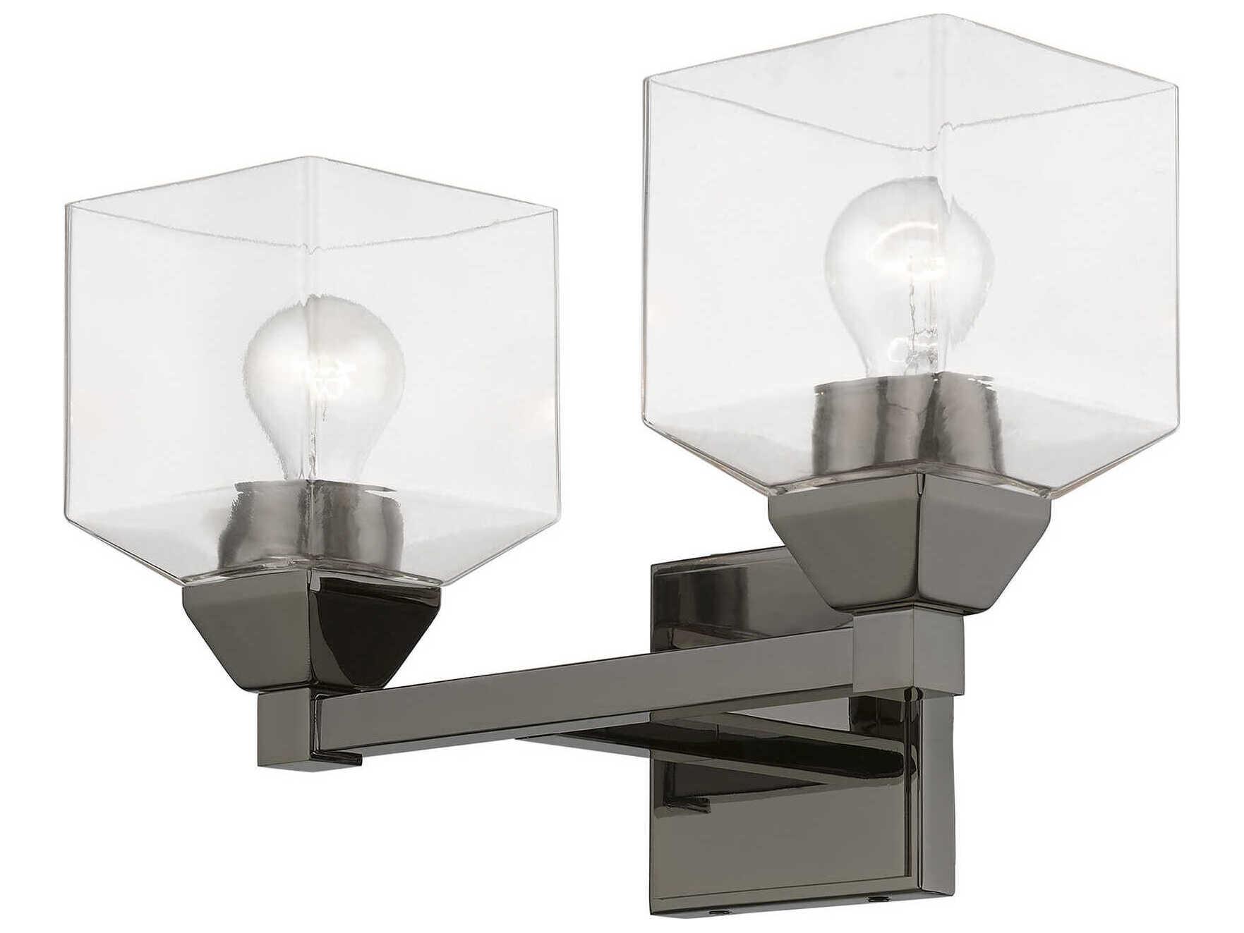 Livex Lighting Aragon 2-Light Black Chrome Glass Vanity Light