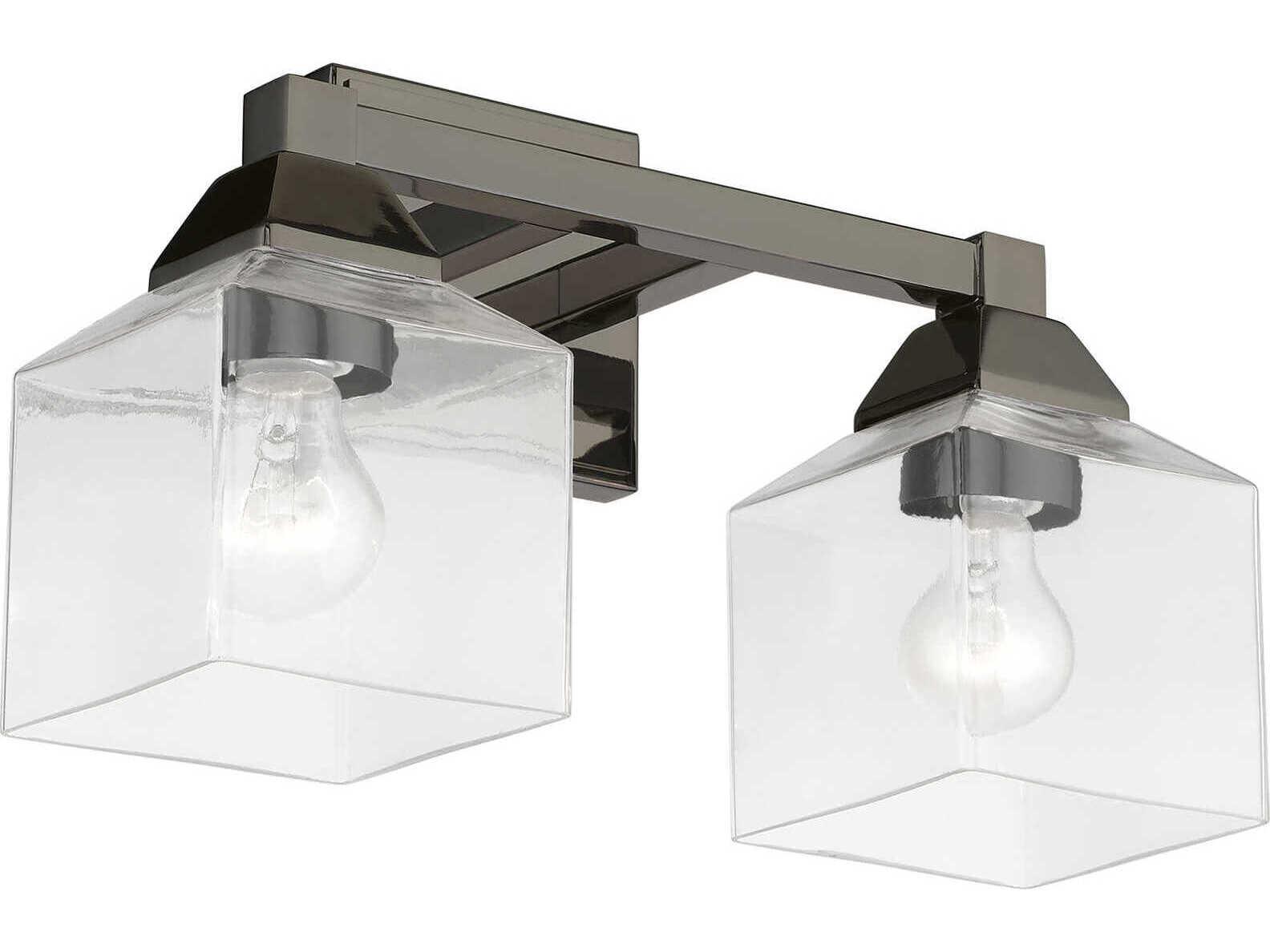 Livex Lighting Aragon 2-Light Black Chrome Glass Vanity Light