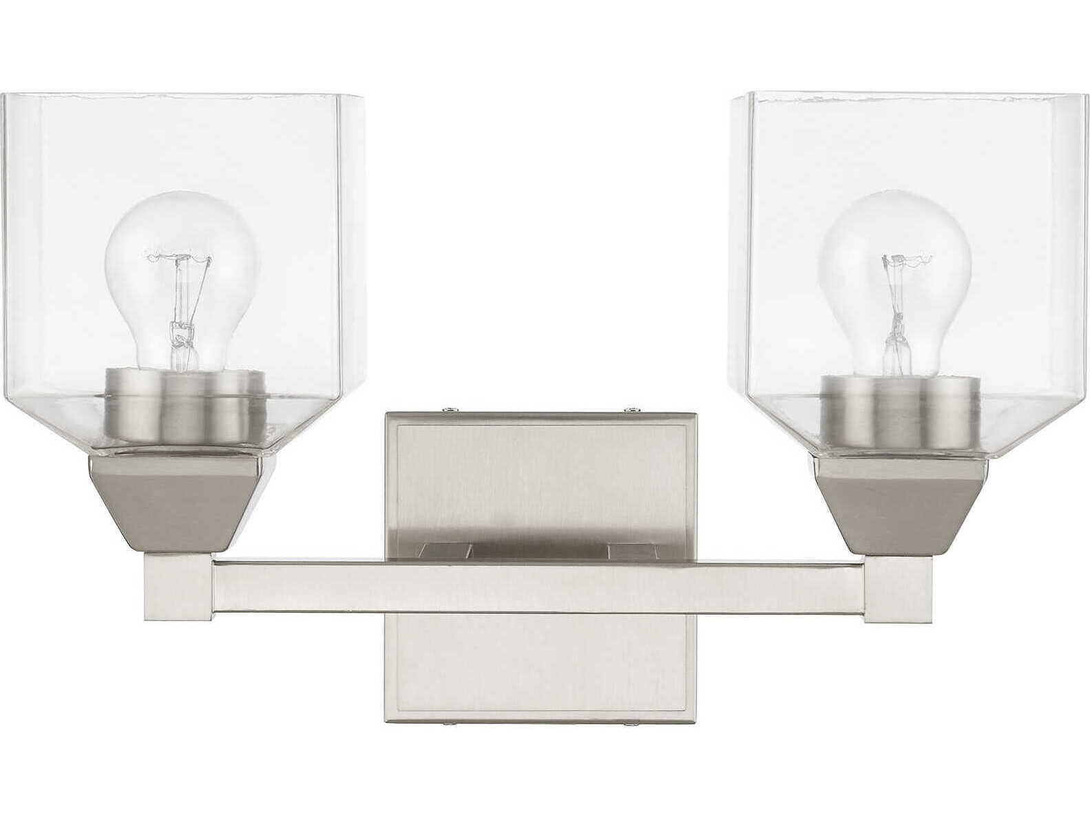 Livex Lighting Aragon 2-Light Brushed Nickel Glass Vanity Light