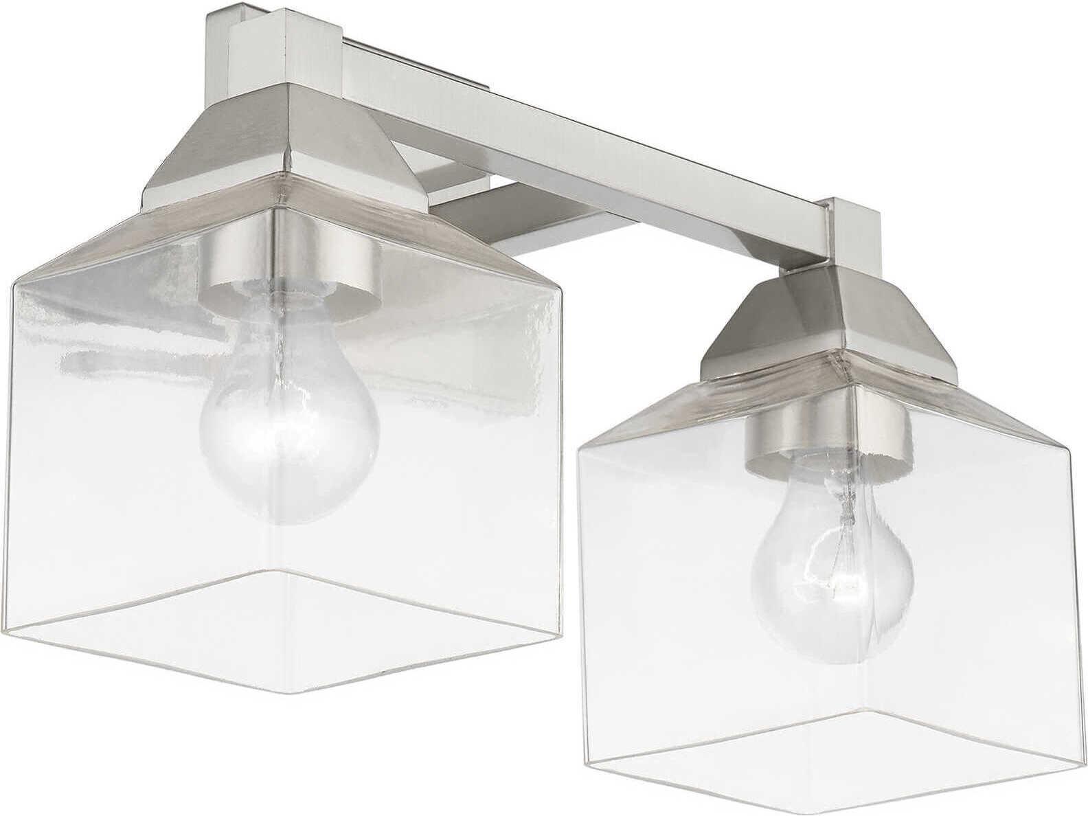 Livex Lighting Aragon 2-Light Brushed Nickel Glass Vanity Light