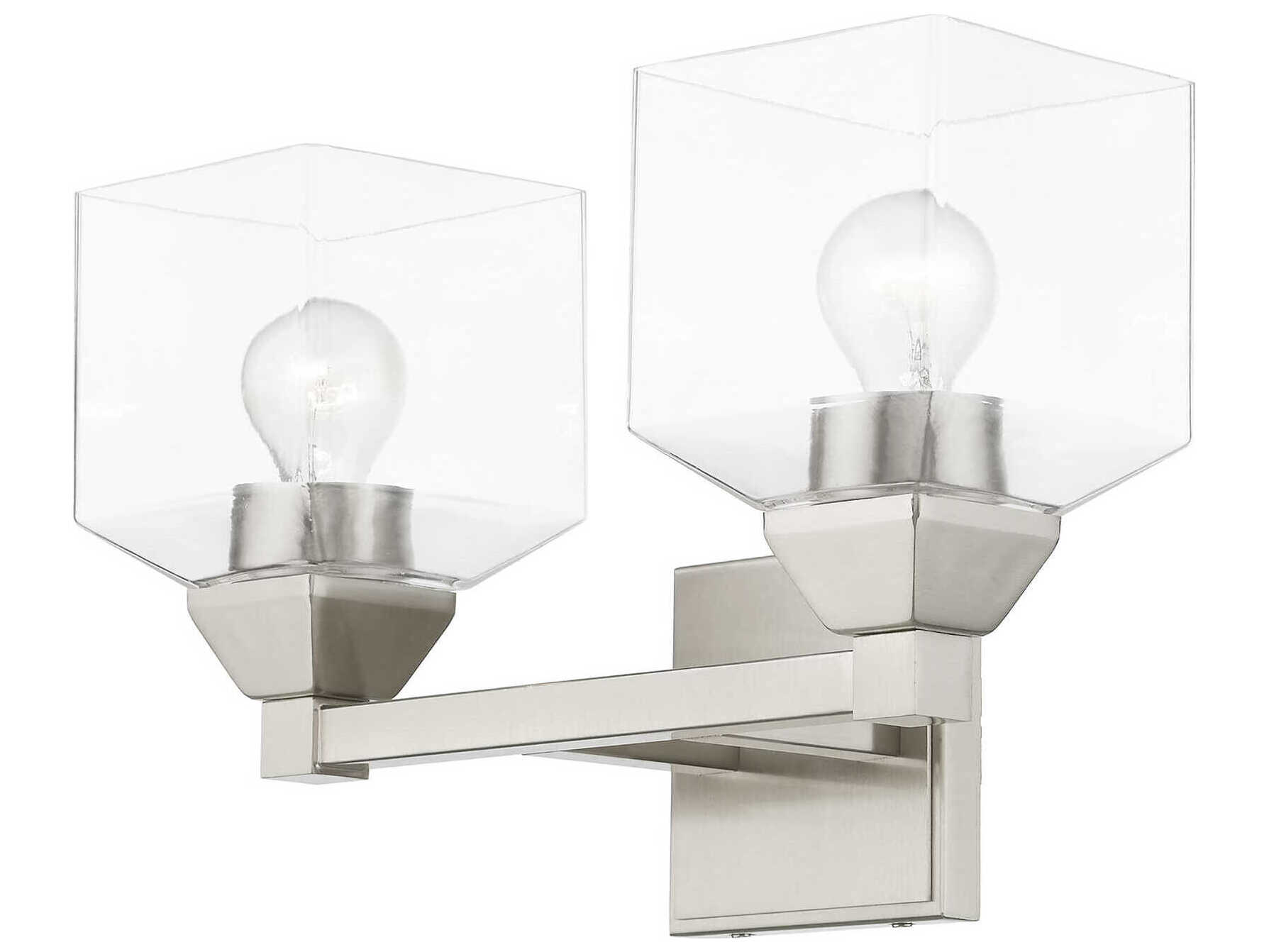 Livex Lighting Aragon 2-Light Brushed Nickel Glass Vanity Light