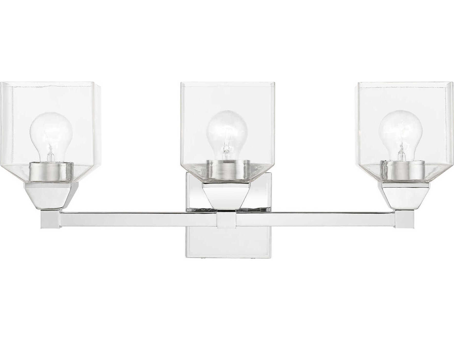 Livex Lighting Aragon 3-Light Polished Chrome Glass Vanity Light