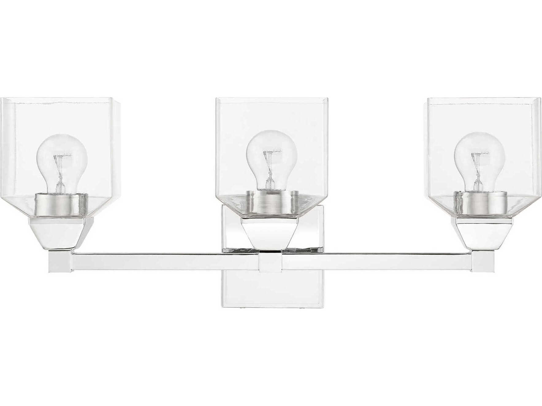 Livex Lighting Aragon 3-Light Polished Chrome Glass Vanity Light