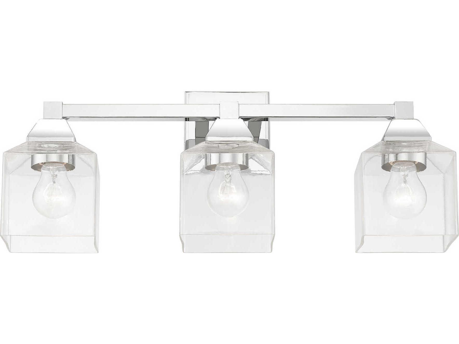 Livex Lighting Aragon 3-Light Polished Chrome Glass Vanity Light