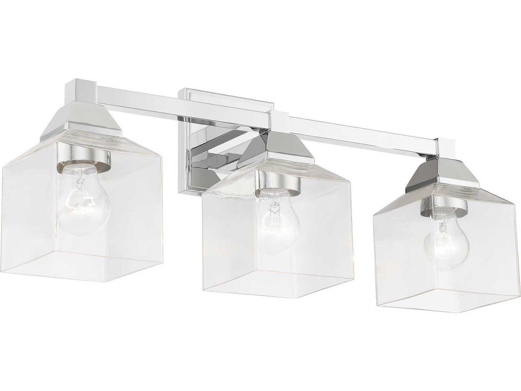 Livex Lighting Aragon 3-Light Polished Chrome Glass Vanity Light