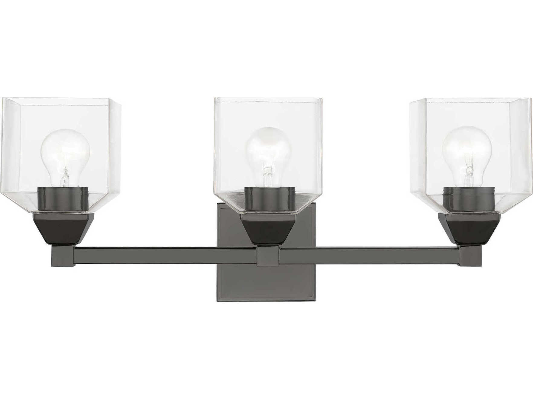 Livex Lighting Aragon 3-Light Black Chrome Glass Vanity Light