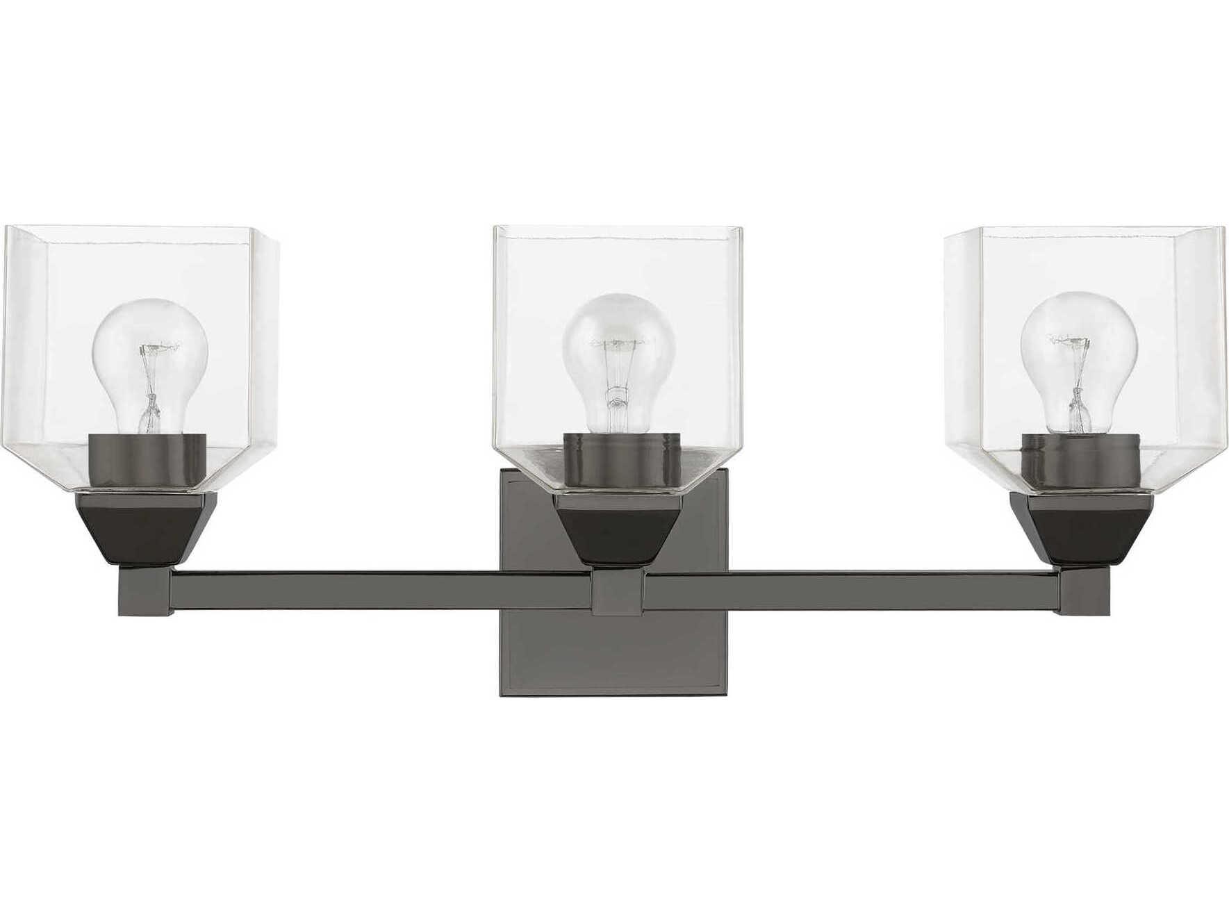 Livex Lighting Aragon 3-Light Black Chrome Glass Vanity Light
