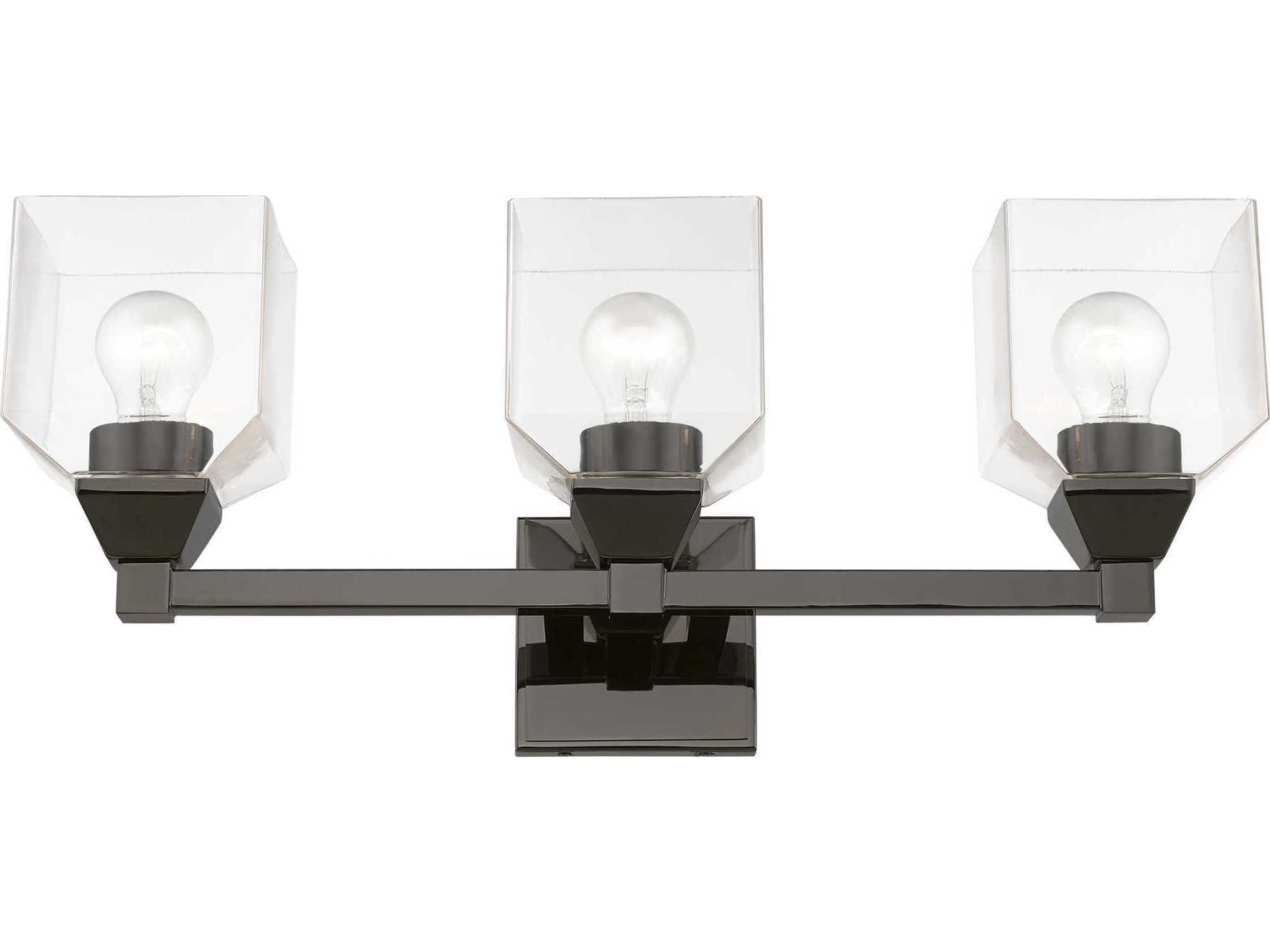 Livex Lighting Aragon 3-Light Black Chrome Glass Vanity Light