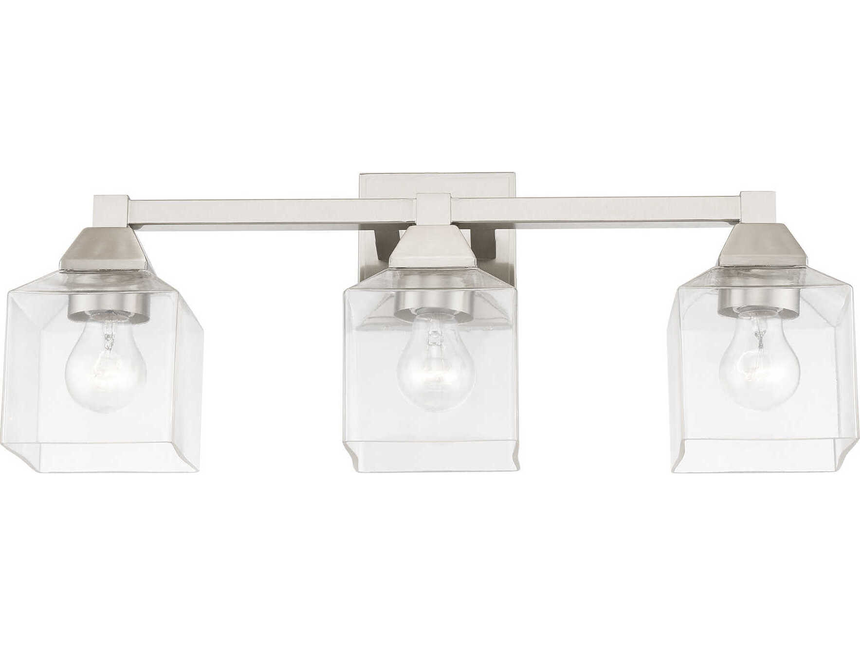 Livex Lighting Aragon 3-Light Brushed Nickel Glass Vanity Light