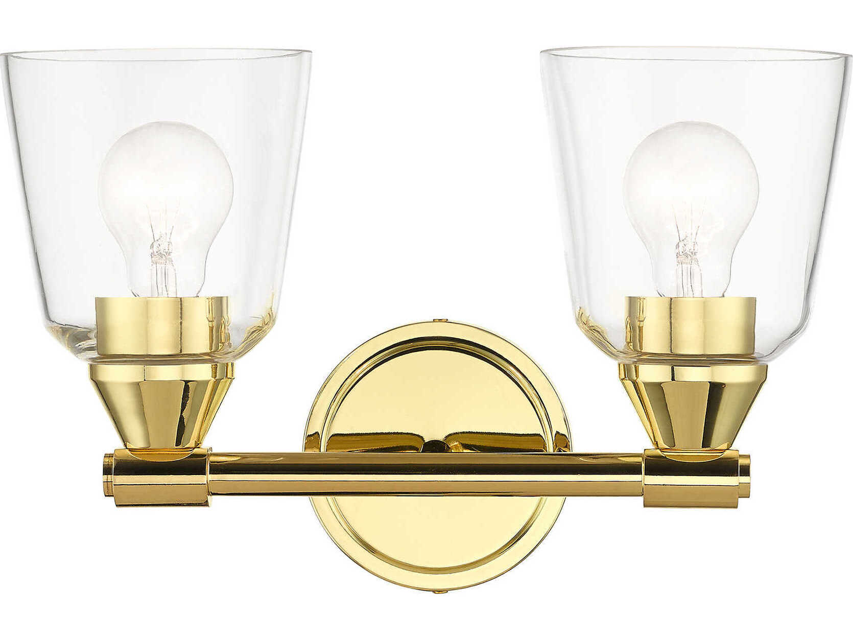 Livex Lighting Catania 2-Light Polished Brass Glass Vanity Light