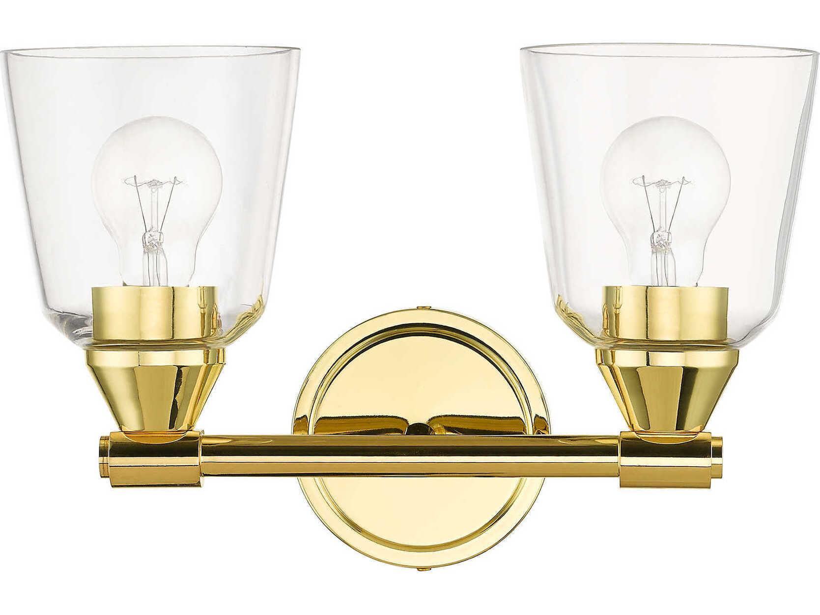 Livex Lighting Catania 2-Light Polished Brass Glass Vanity Light