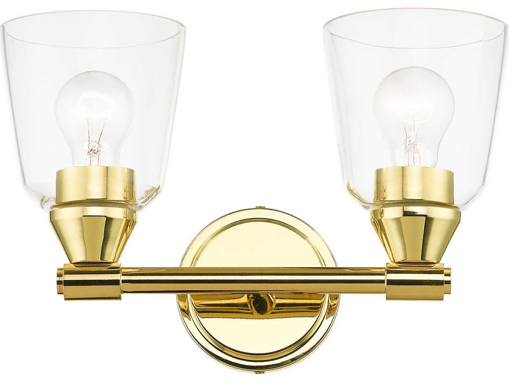 Livex Lighting Catania 2-Light Polished Brass Glass Vanity Light