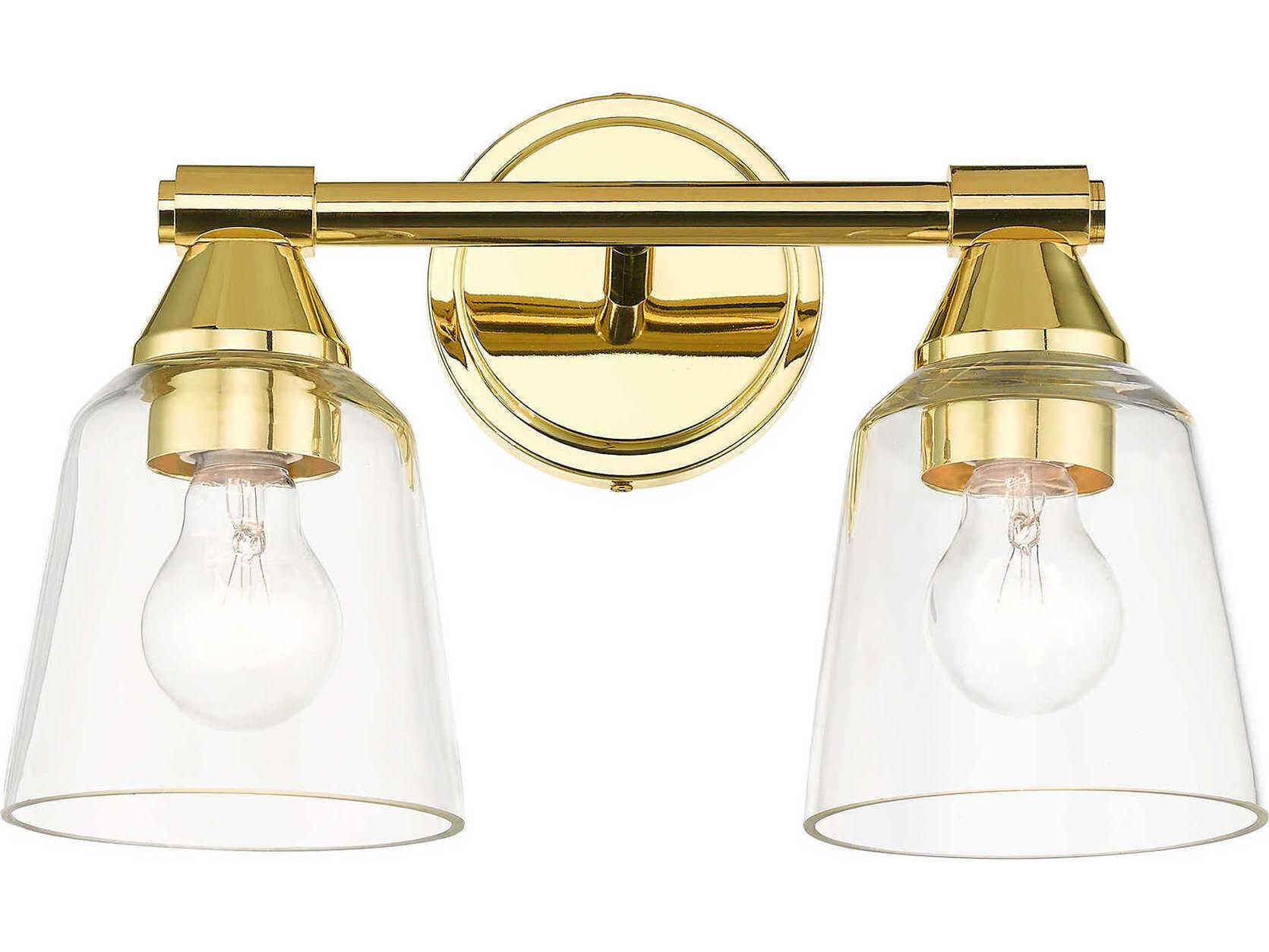 Livex Lighting Catania 2-Light Polished Brass Glass Vanity Light