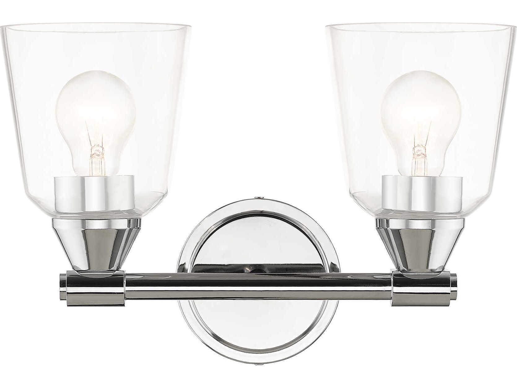 Livex Lighting Catania 2-Light Polished Chrome Glass Vanity Light