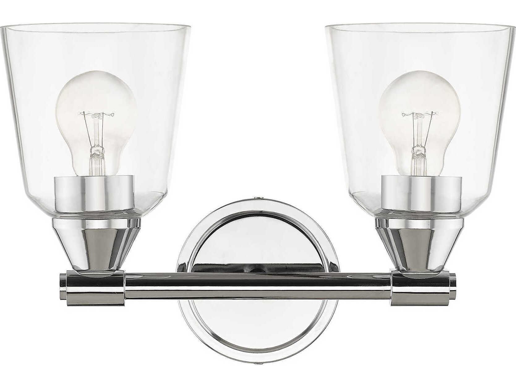Livex Lighting Catania 2-Light Polished Chrome Glass Vanity Light