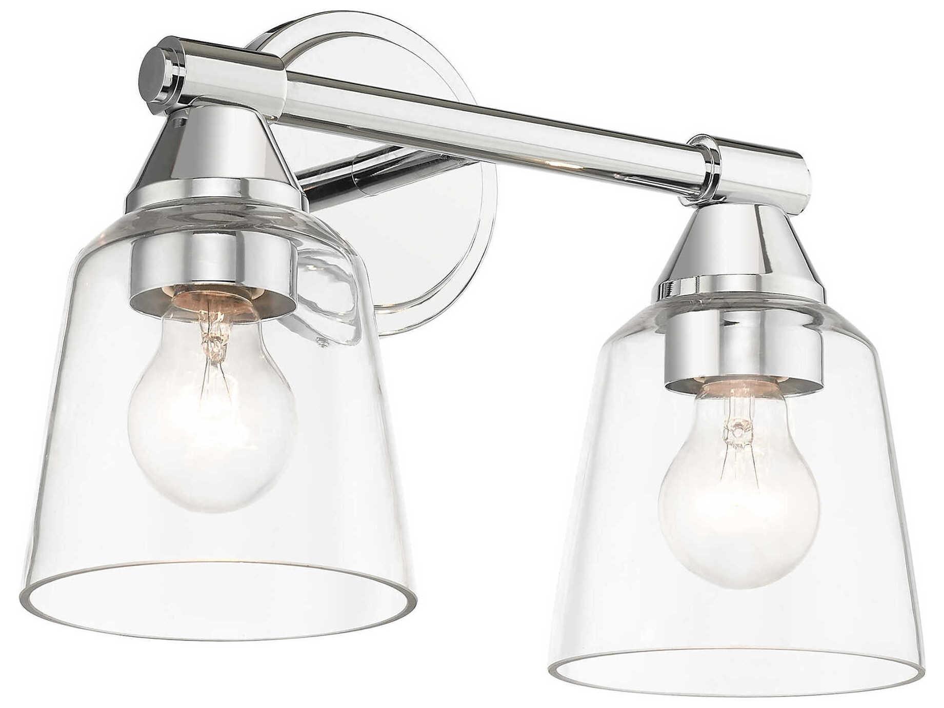 Livex Lighting Catania 2-Light Polished Chrome Glass Vanity Light