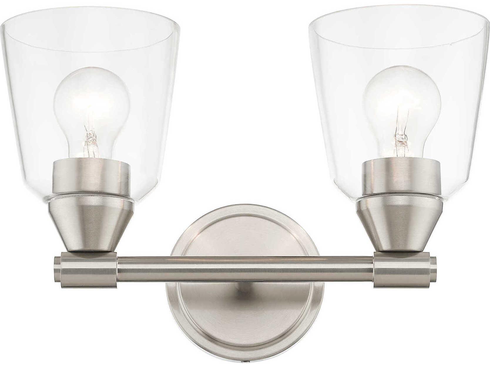Livex Lighting Catania 2-Light Brushed Nickel Glass Vanity Light