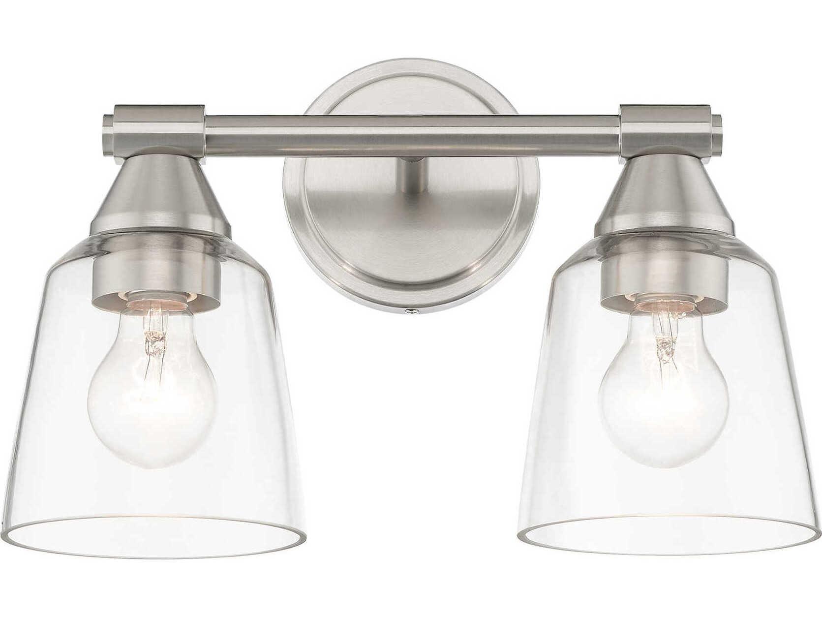 Livex Lighting Catania 2-Light Brushed Nickel Glass Vanity Light