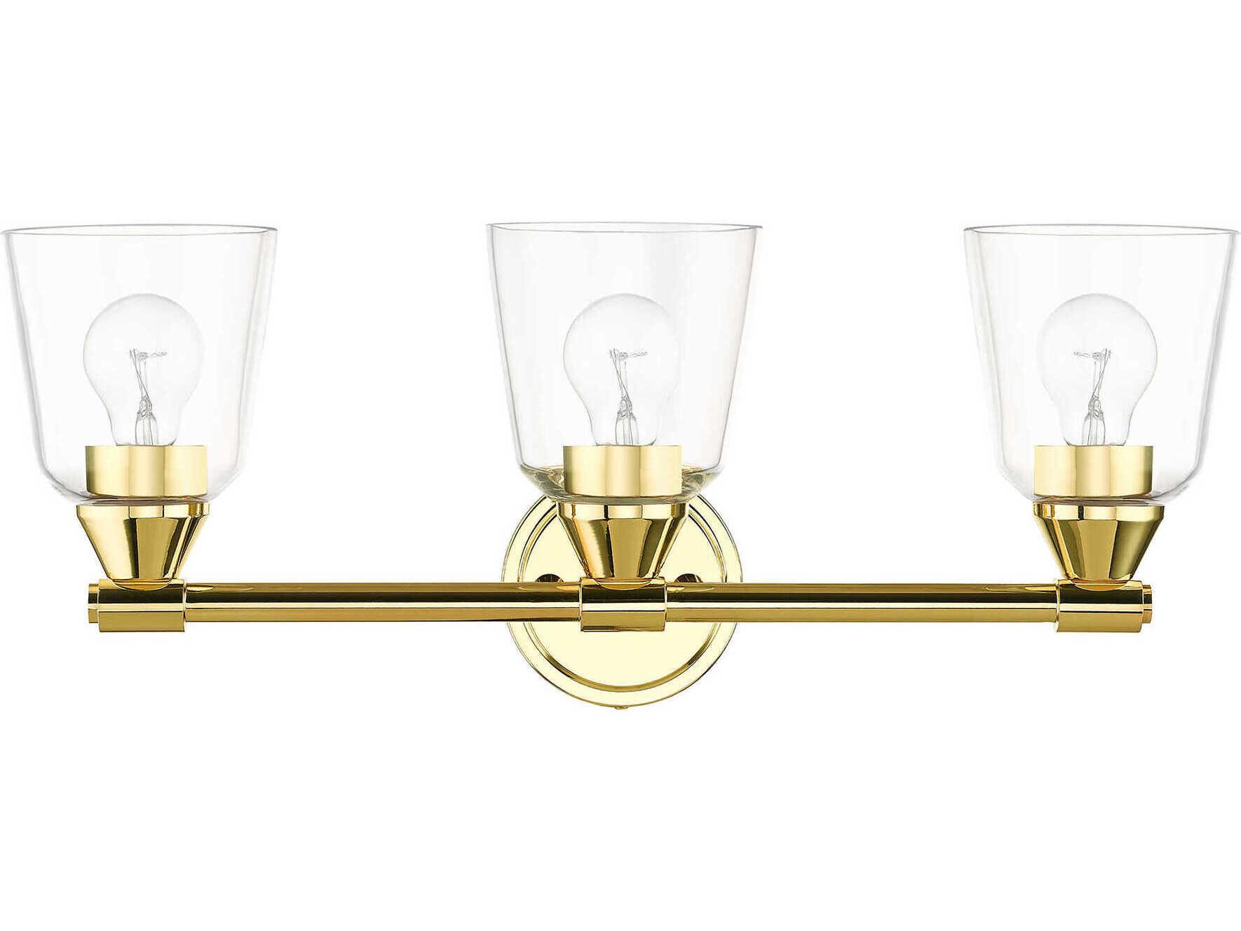 Livex Lighting Catania 3-Light Polished Brass Glass Vanity Light