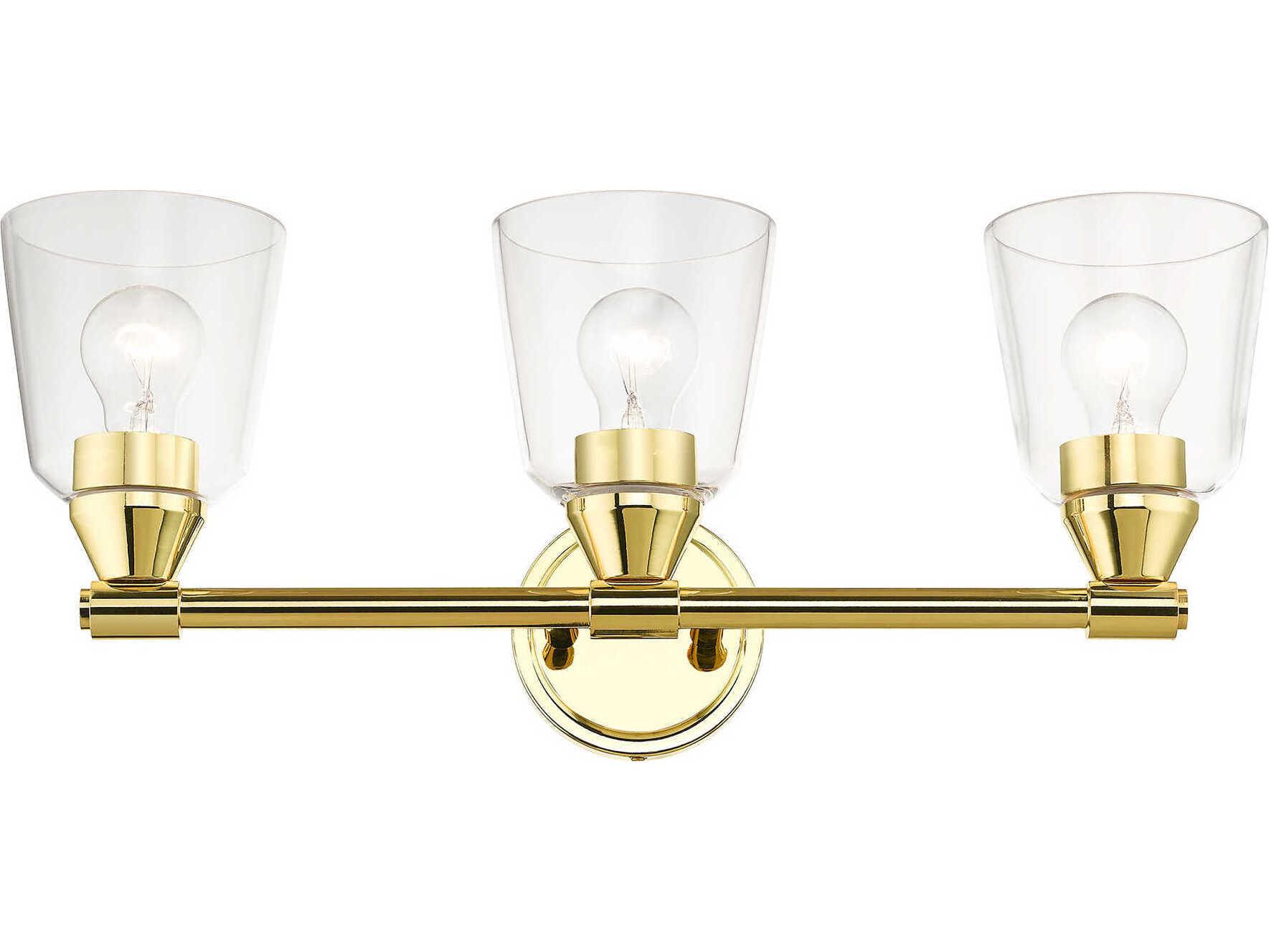 Livex Lighting Catania 3-Light Polished Brass Glass Vanity Light