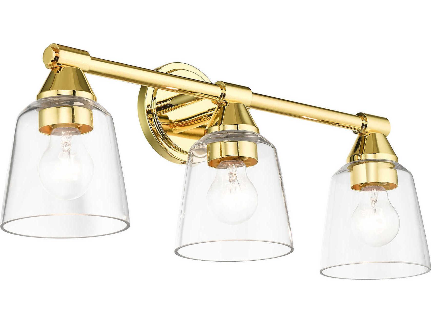 Livex Lighting Catania 3-Light Polished Brass Glass Vanity Light