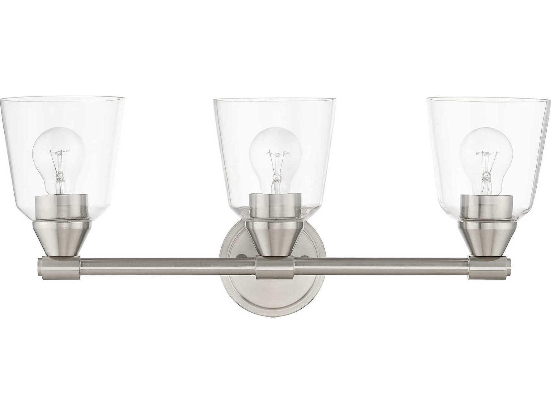 Livex Lighting Catania 3-Light Brushed Nickel Glass Vanity Light