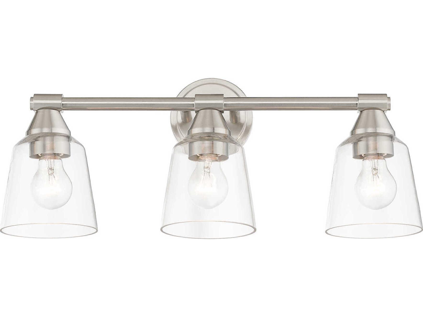 Livex Lighting Catania 3-Light Brushed Nickel Glass Vanity Light