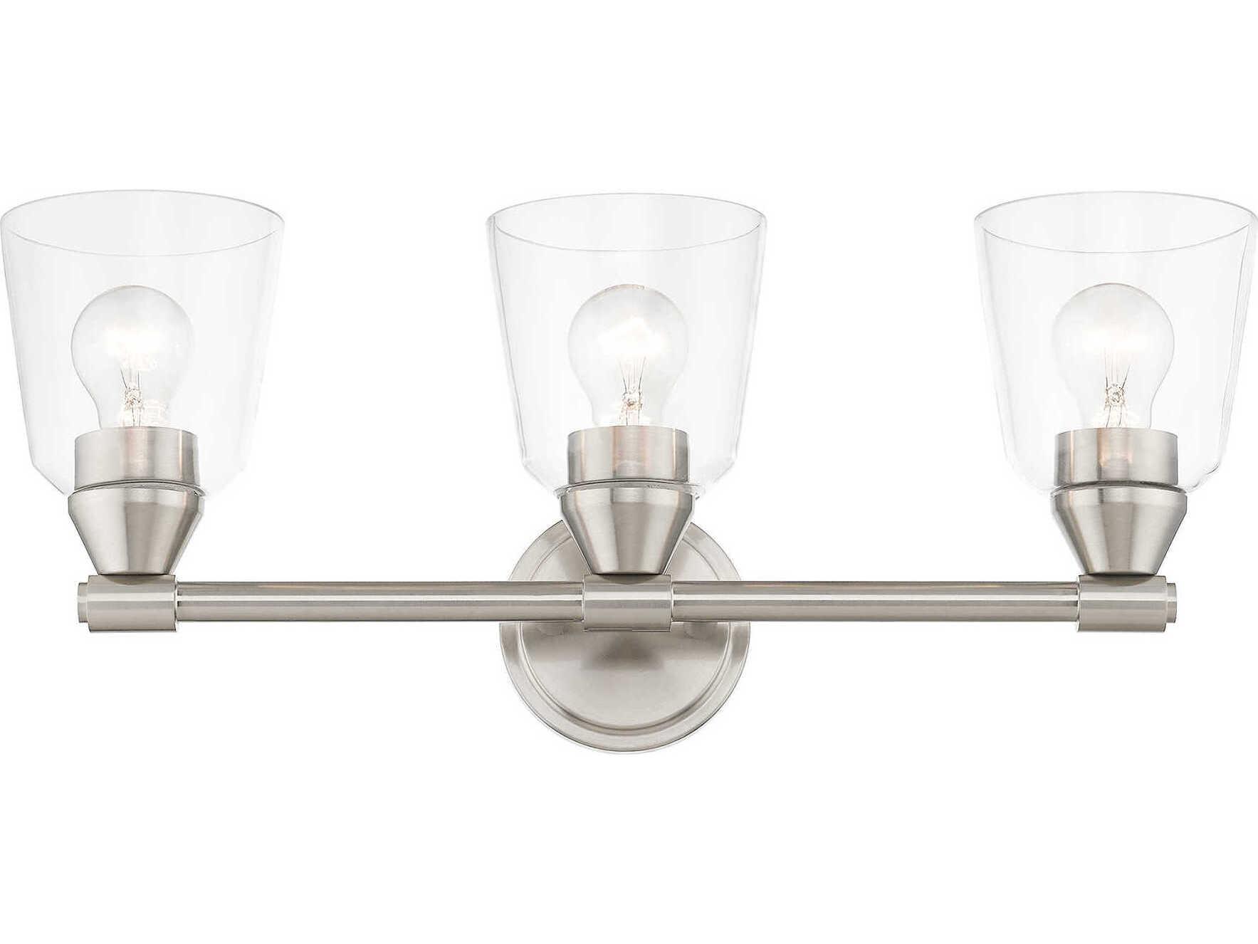Livex Lighting Catania 3-Light Brushed Nickel Glass Vanity Light