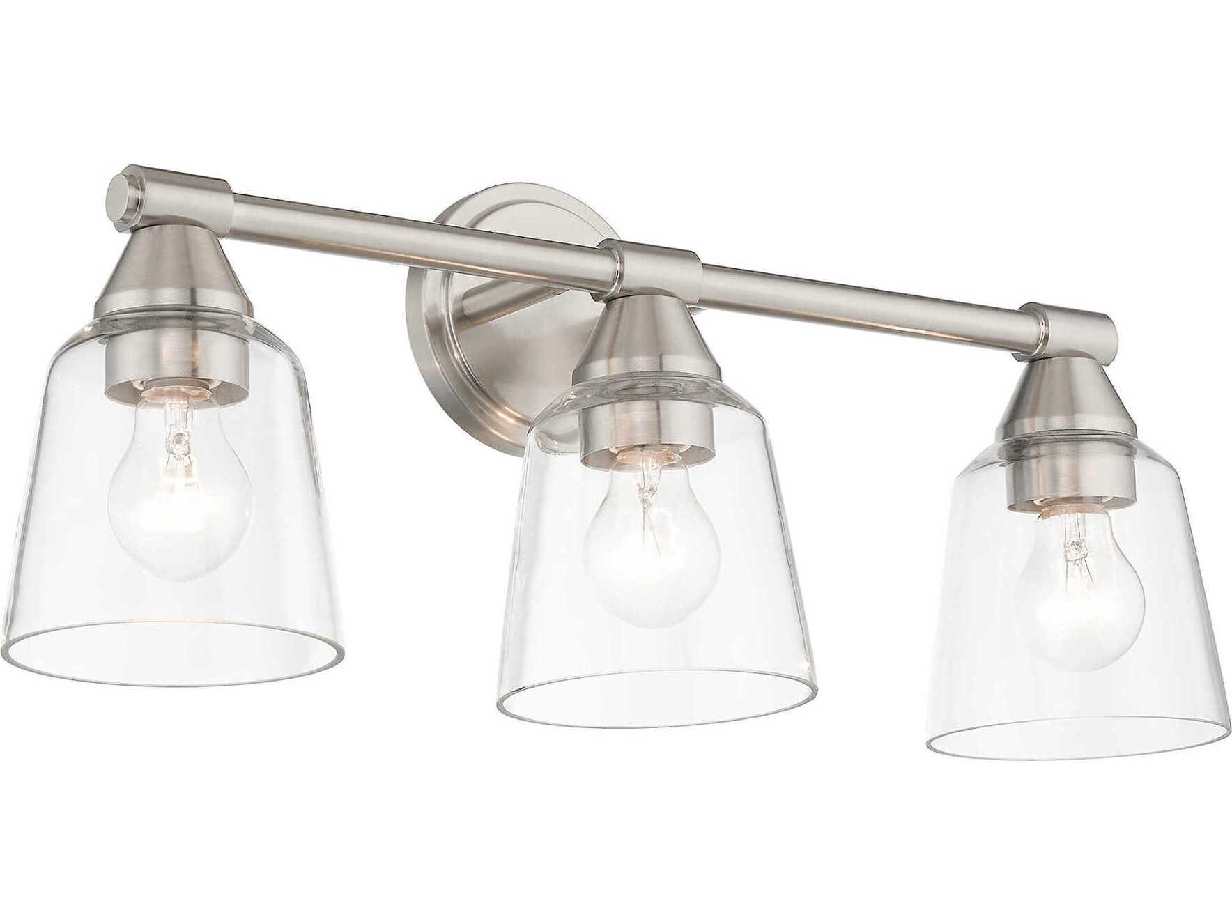 Livex Lighting Catania 3-Light Brushed Nickel Glass Vanity Light