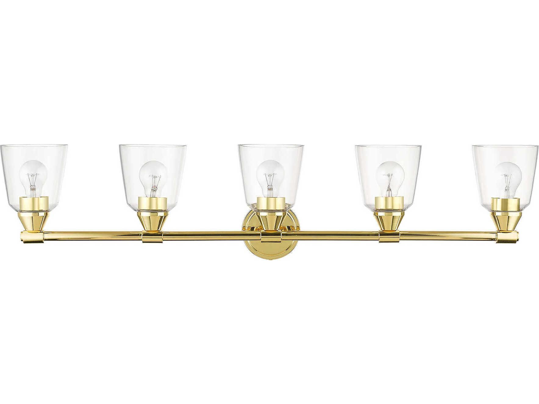 Livex Lighting Catania 5-Light Polished Brass Glass Vanity Light