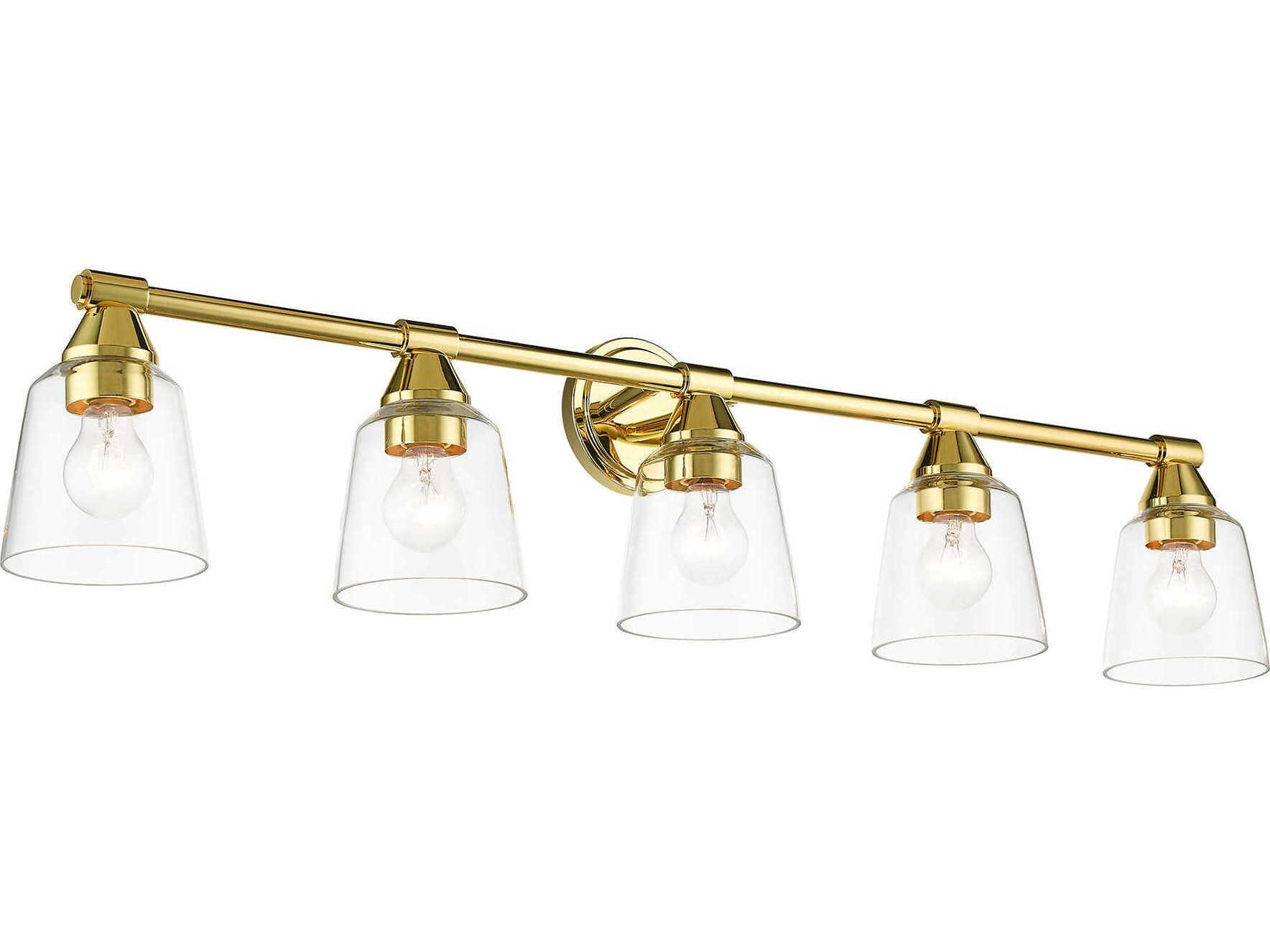 Livex Lighting Catania 5-Light Polished Brass Glass Vanity Light