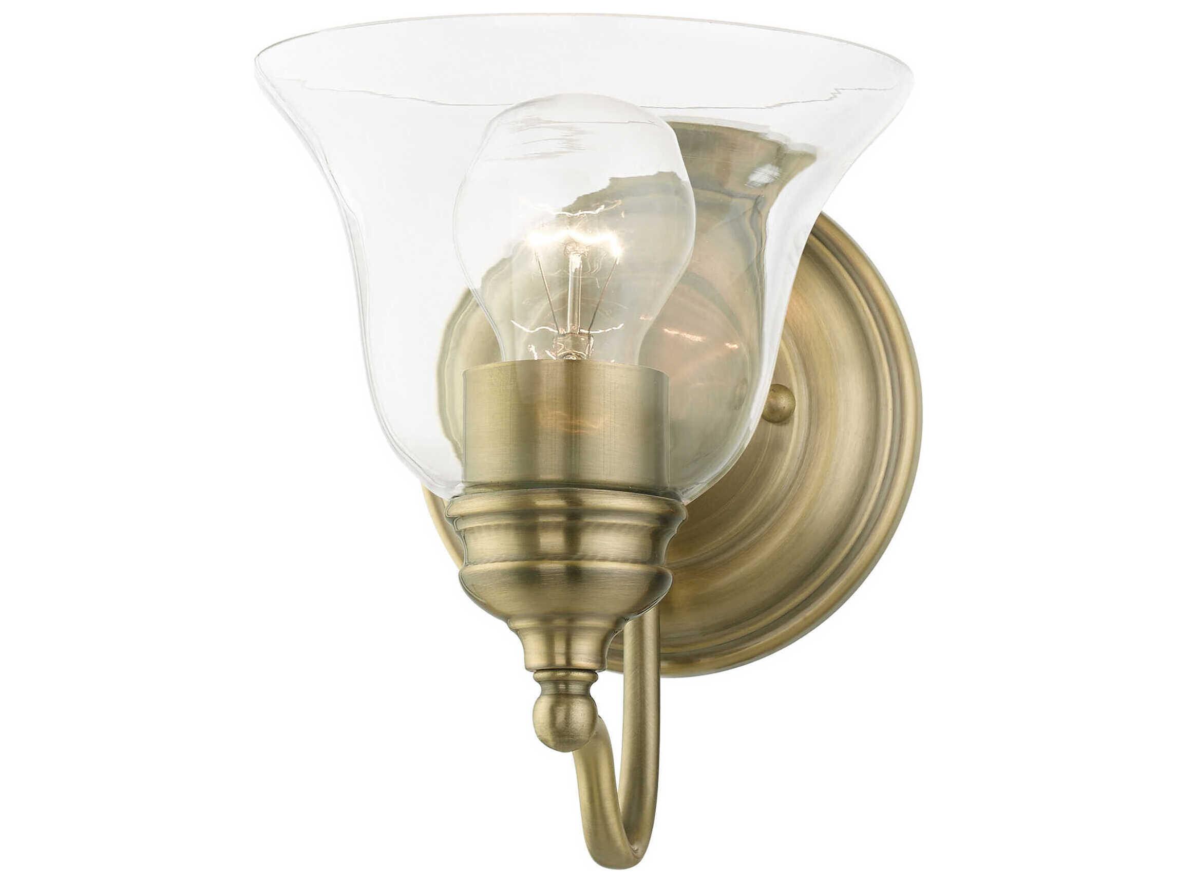 Livex Lighting Moreland 1-Light Antique Brass Glass Wall Sconce