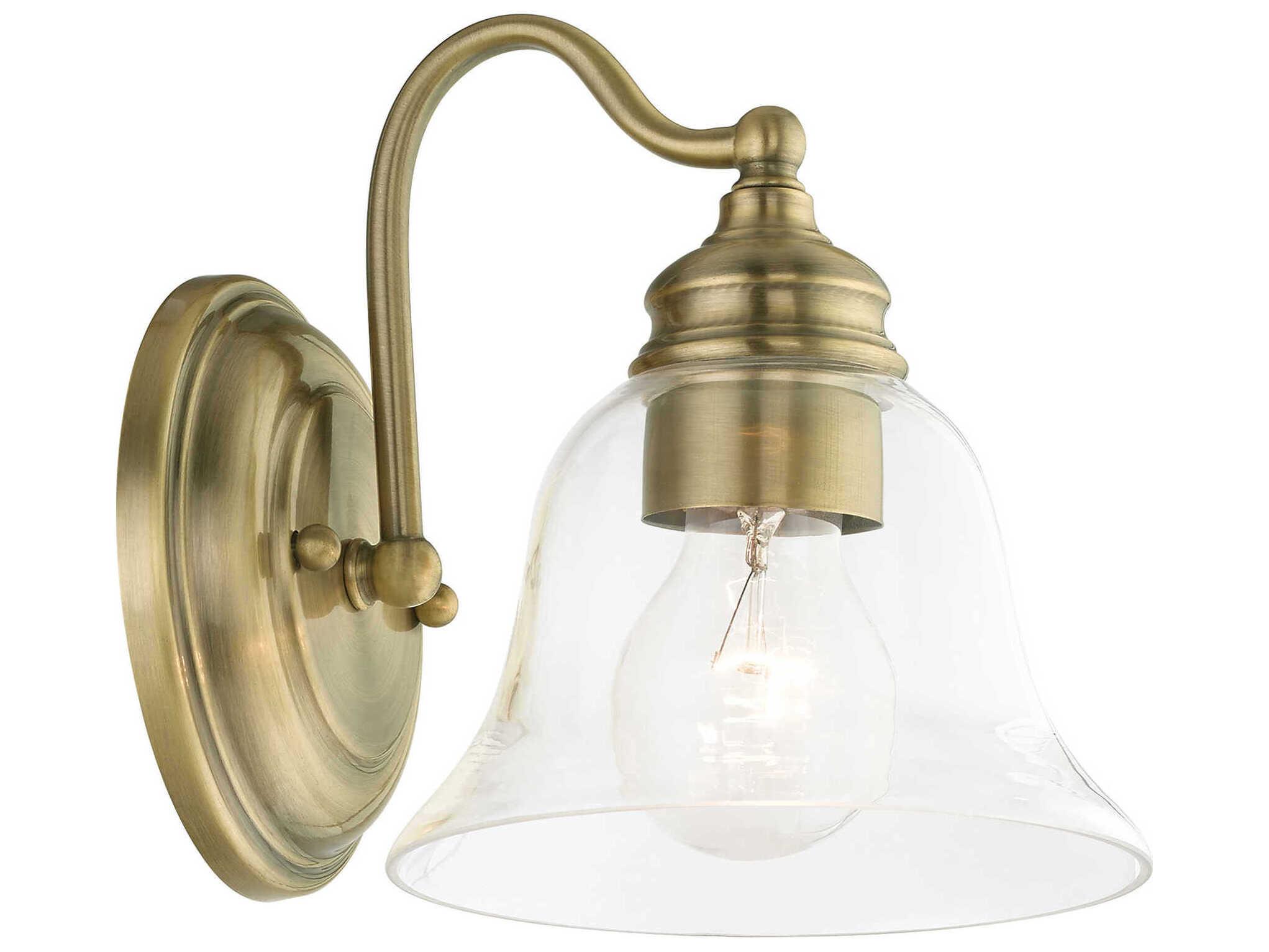 Livex Lighting Moreland 1-Light Antique Brass Glass Wall Sconce