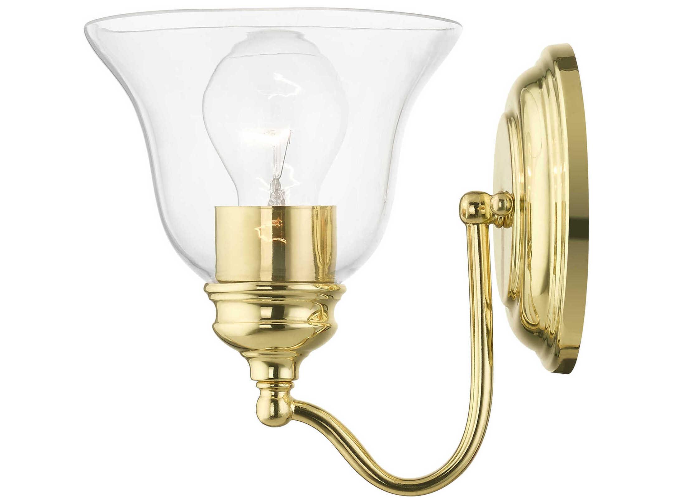 Livex Lighting Moreland 1-Light Polished Brass Glass Wall Sconce