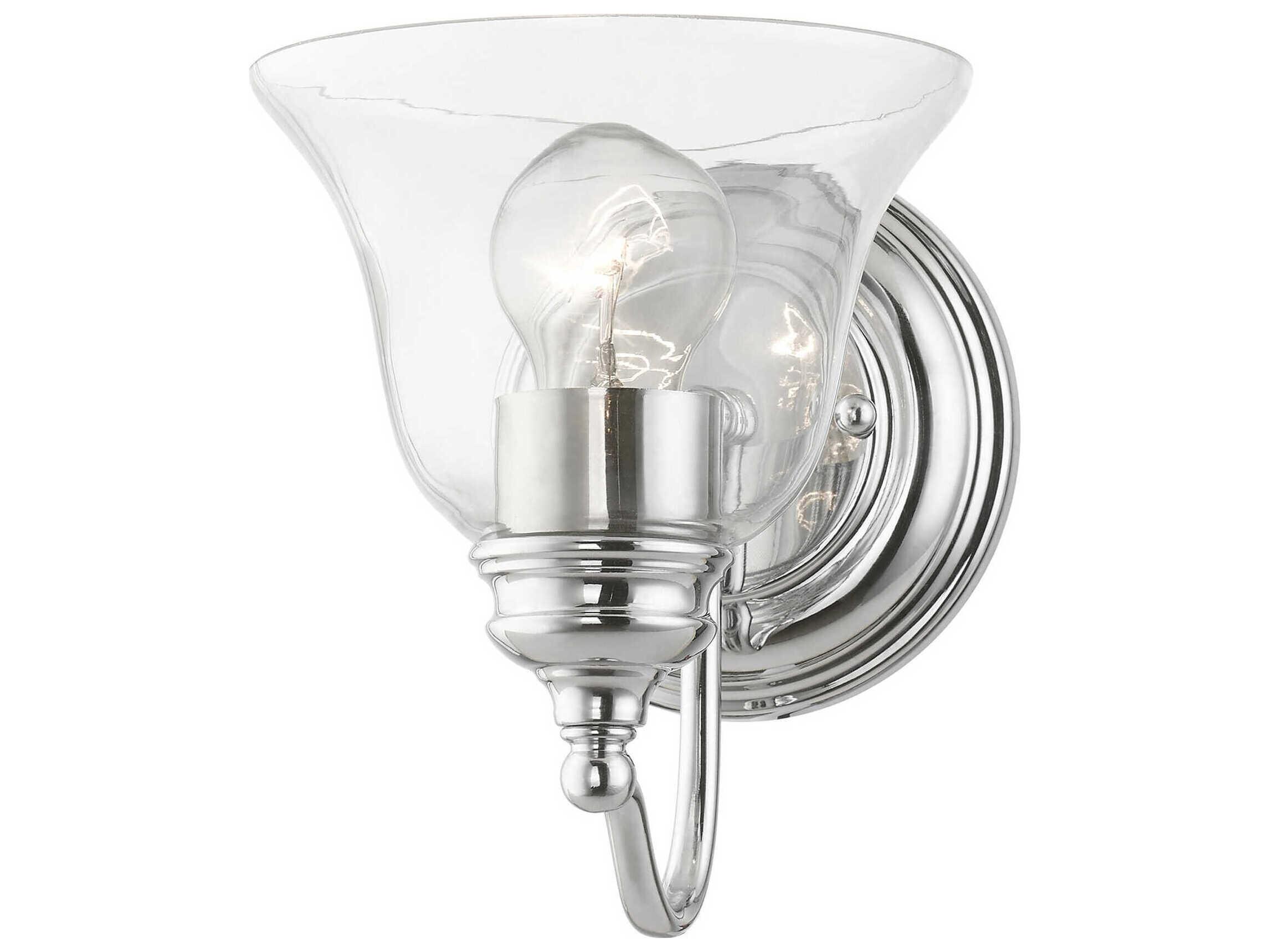 Livex Lighting Moreland 1-Light Polished Chrome Glass Wall Sconce