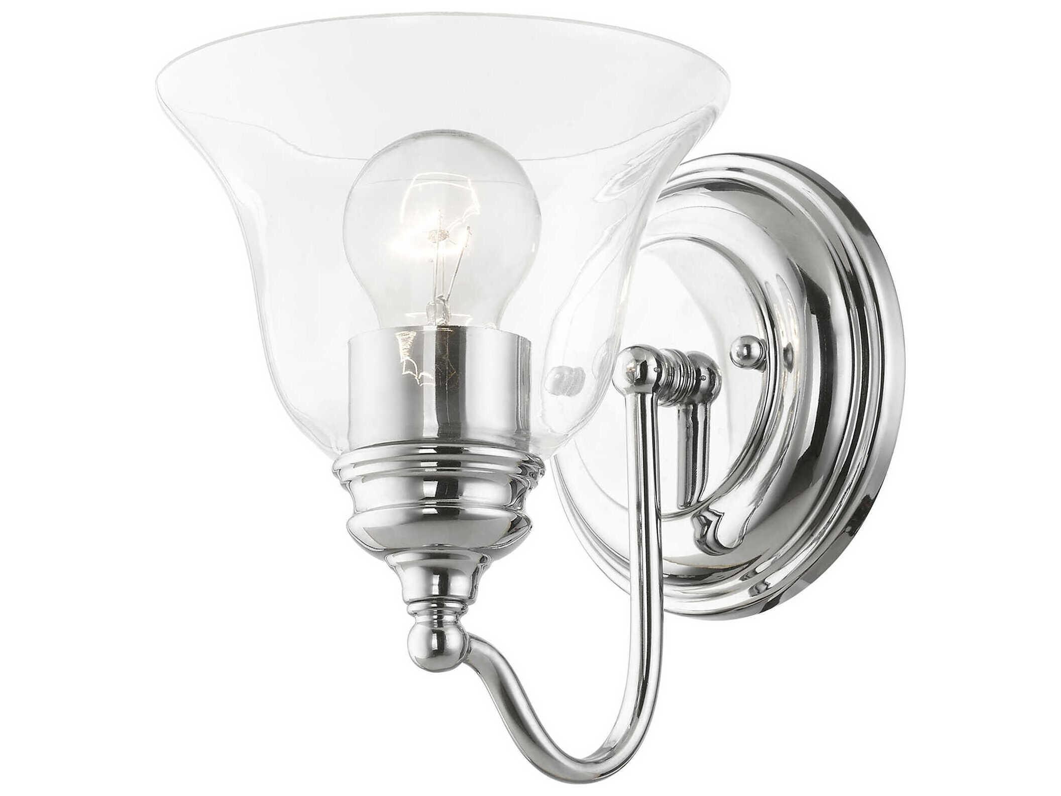Livex Lighting Moreland 1-Light Polished Chrome Glass Wall Sconce