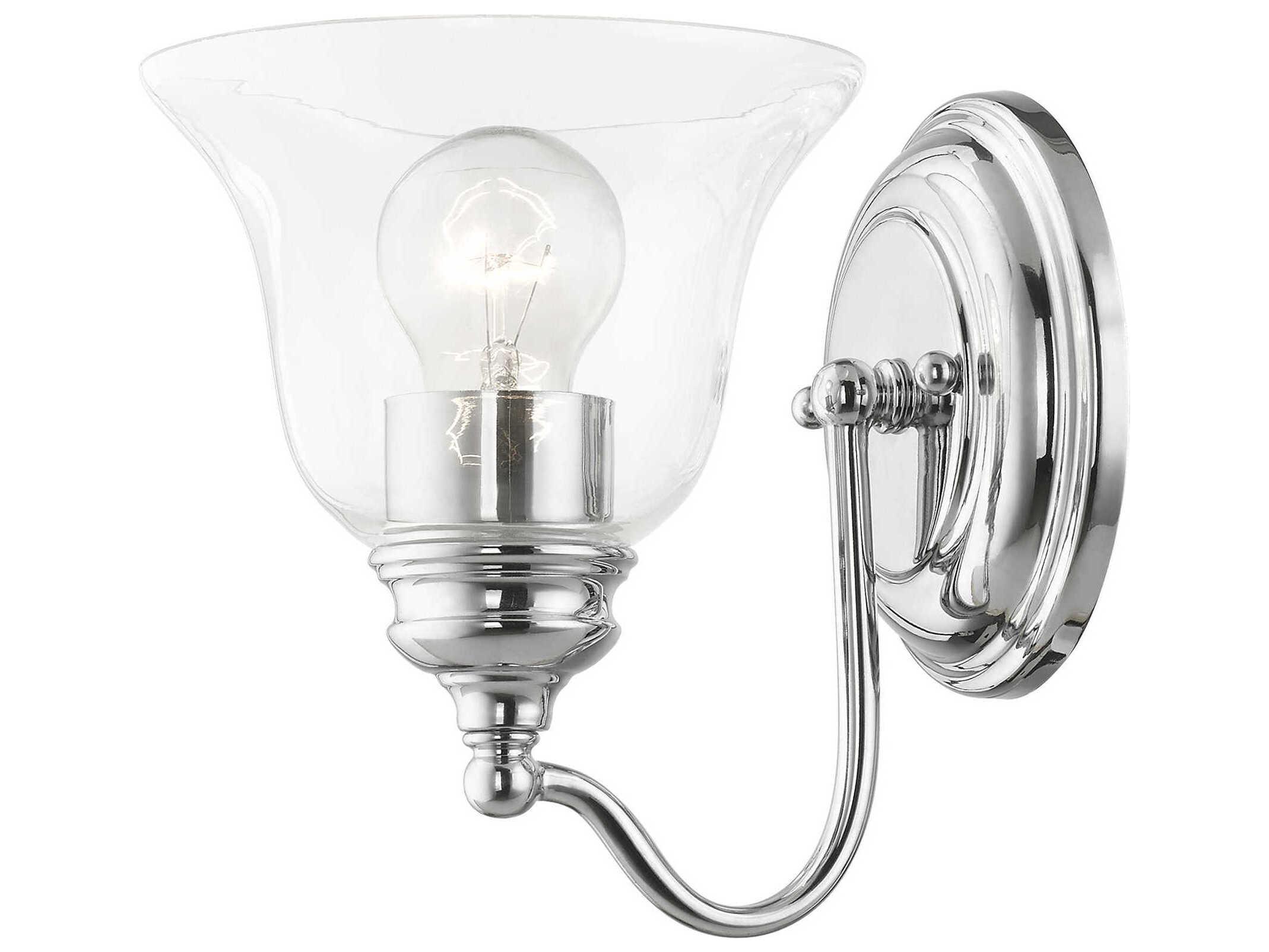 Livex Lighting Moreland 1-Light Polished Chrome Glass Wall Sconce