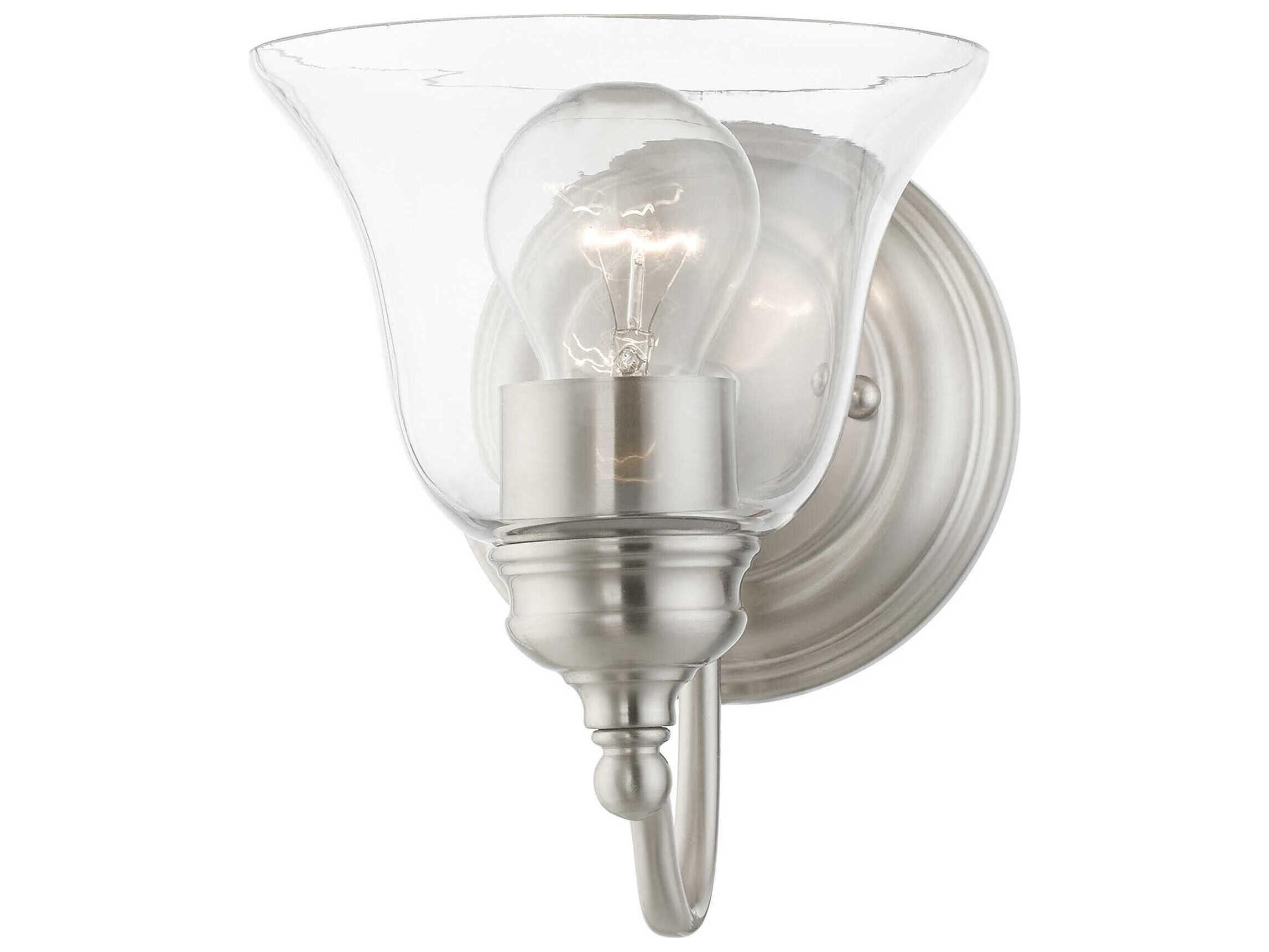 Livex Lighting Moreland 1-Light Brushed Nickel Glass Wall Sconce