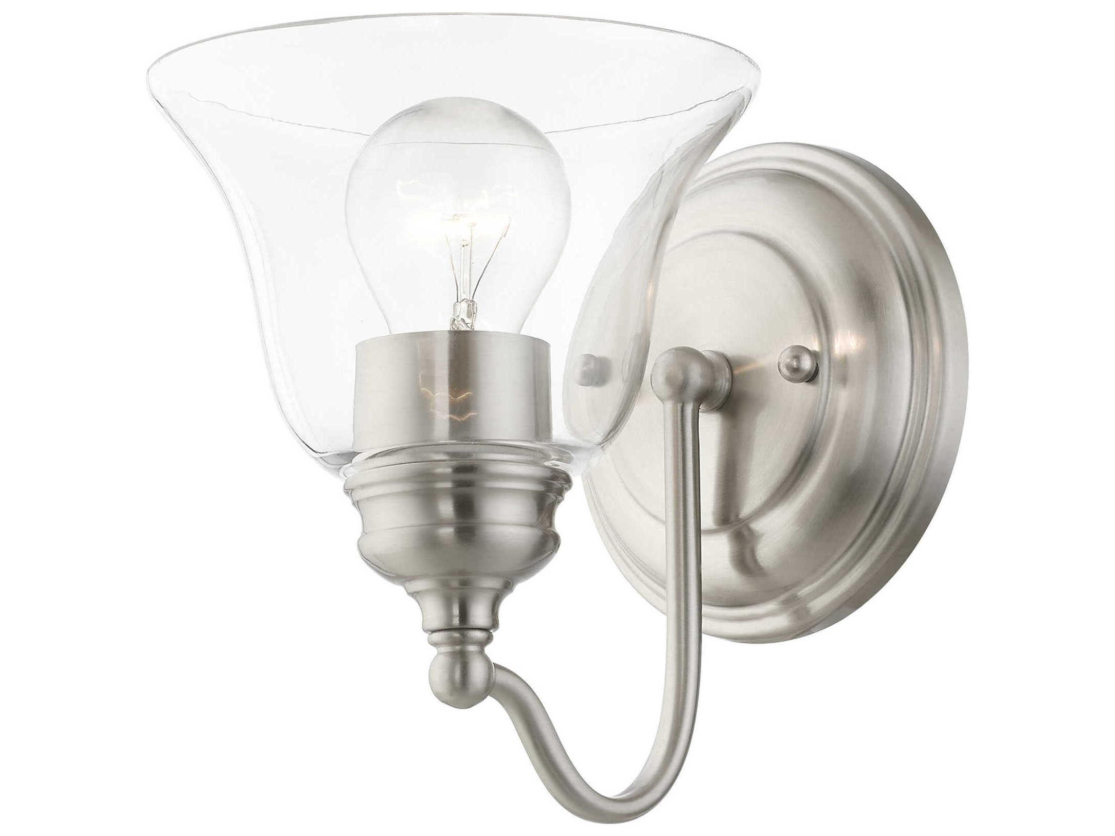 Livex Lighting Moreland 1-Light Brushed Nickel Glass Wall Sconce