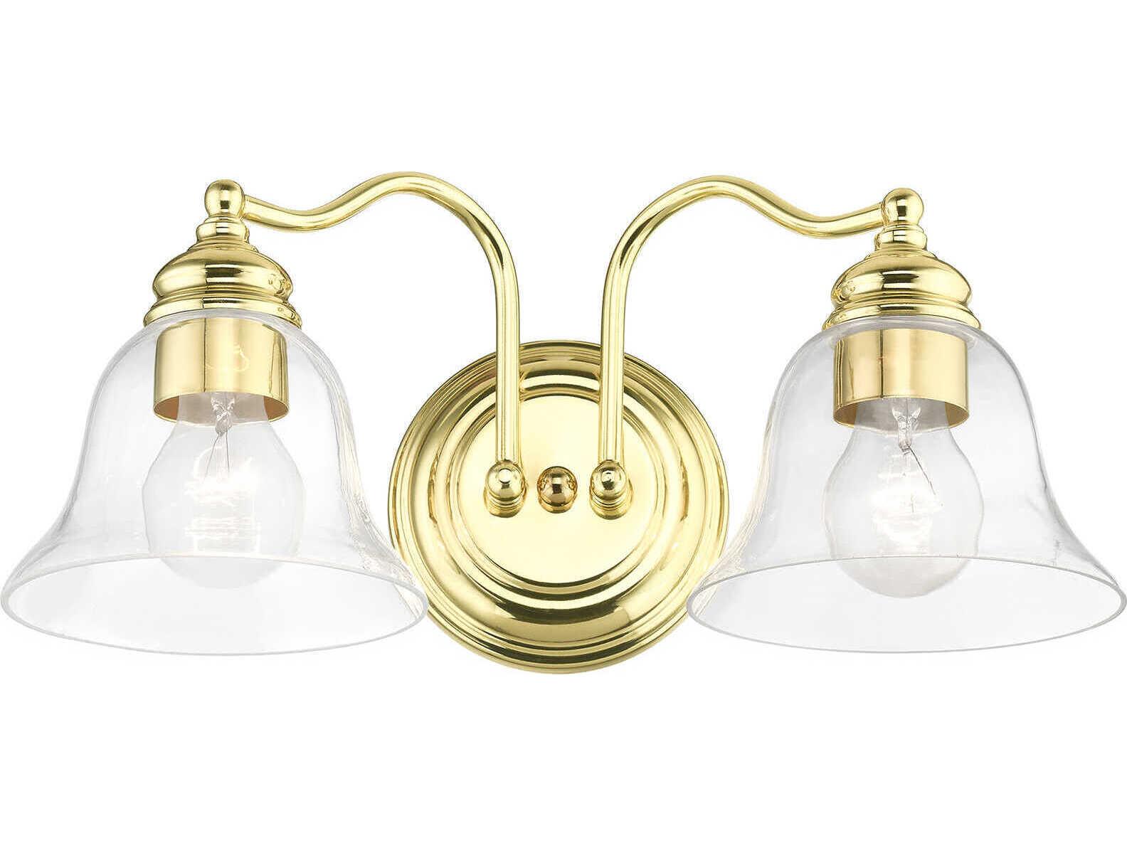 Livex Lighting Moreland 2-Light Polished Brass Glass Vanity Light