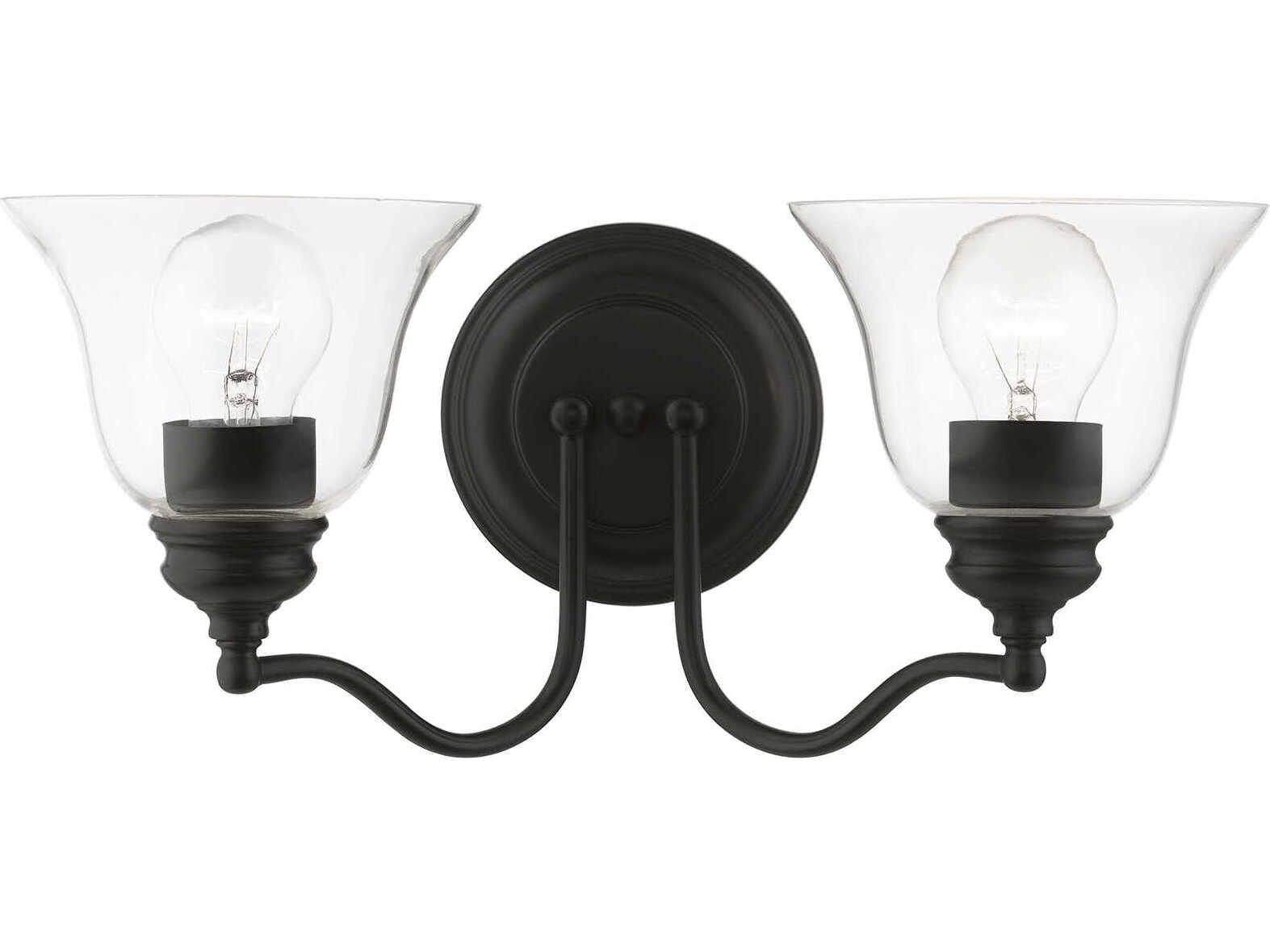 Livex Lighting Moreland 2-Light Black Glass Vanity Light