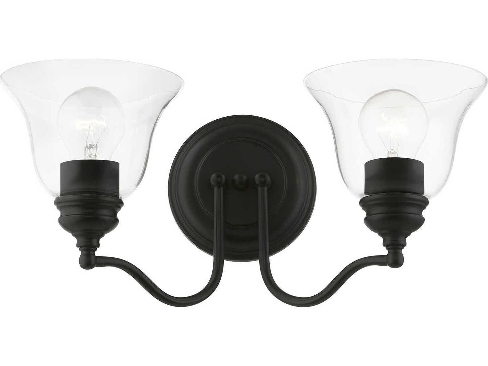 Livex Lighting Moreland 2-Light Black Glass Vanity Light