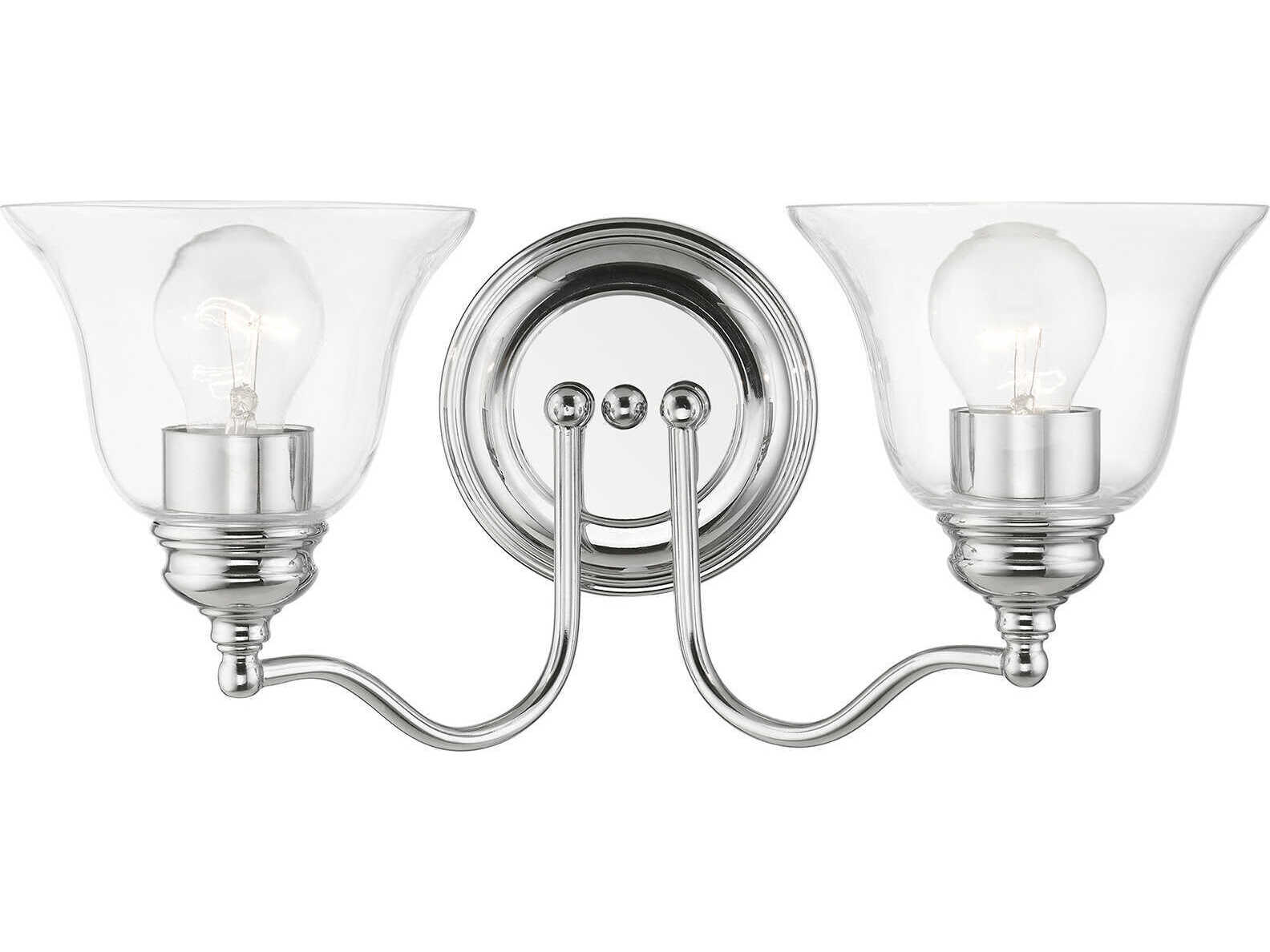 Livex Lighting Moreland 2-Light Polished Chrome Glass Vanity Light