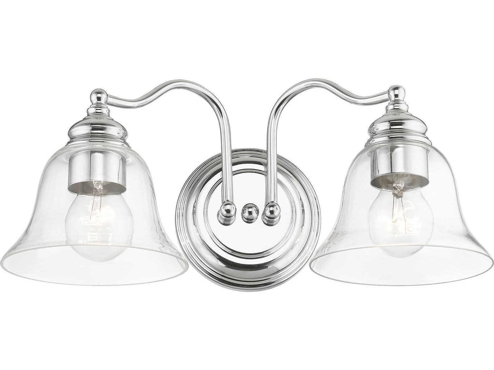 Livex Lighting Moreland 2-Light Polished Chrome Glass Vanity Light