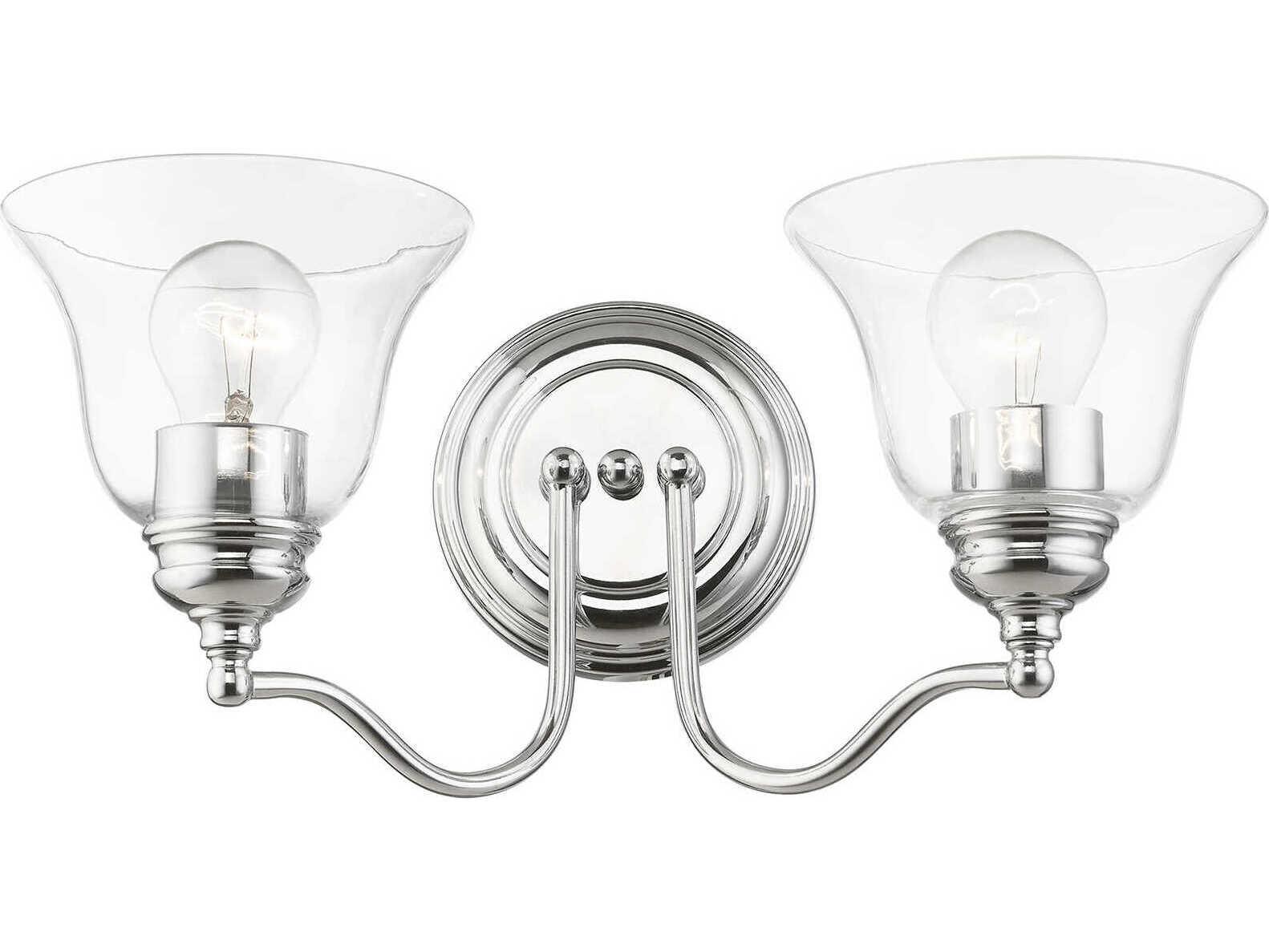 Livex Lighting Moreland 2-Light Polished Chrome Glass Vanity Light