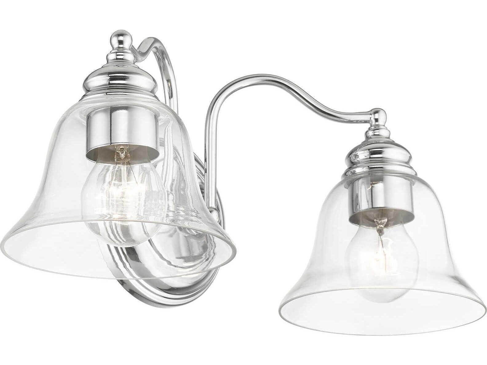 Livex Lighting Moreland 2-Light Polished Chrome Glass Vanity Light