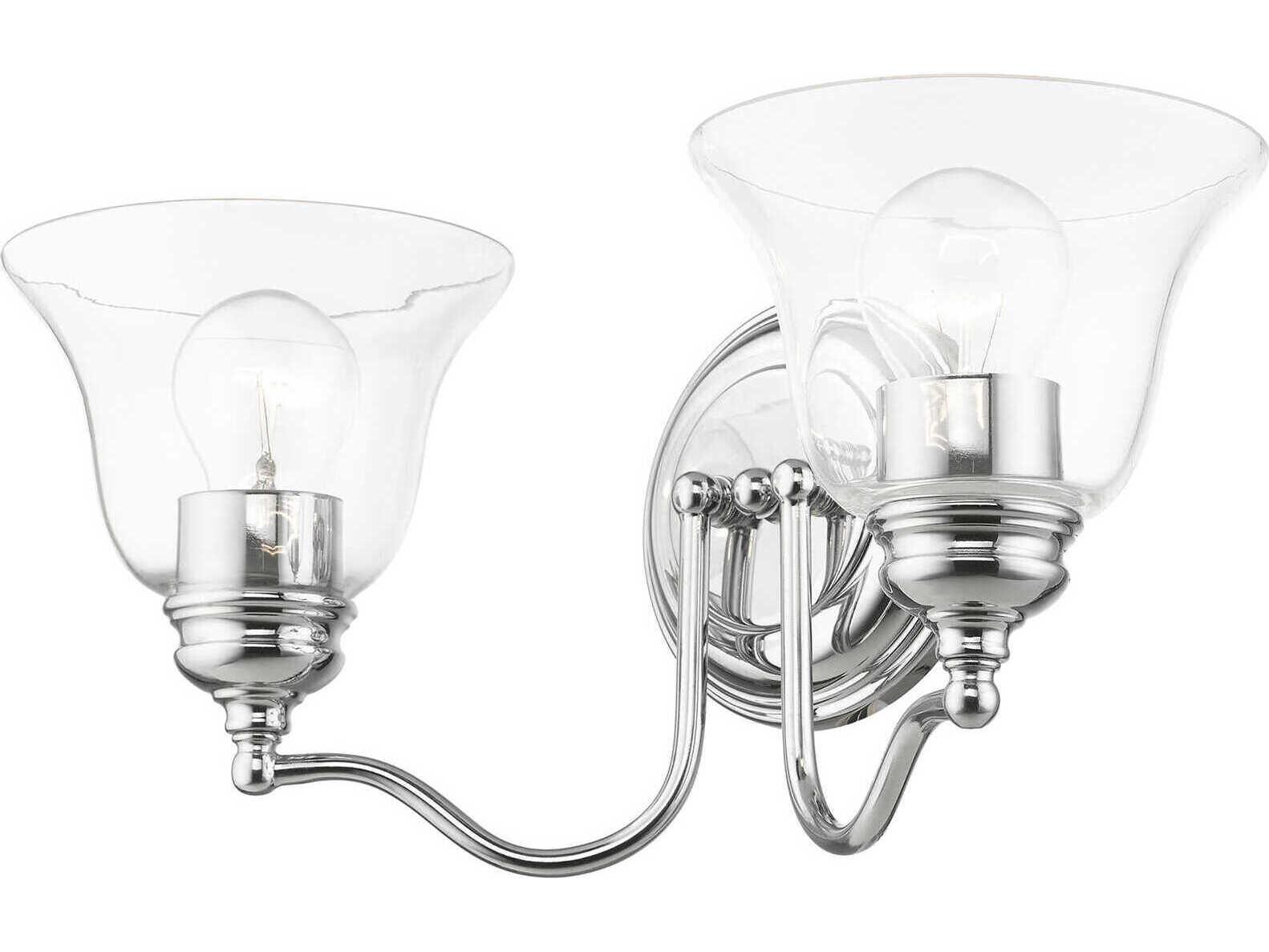 Livex Lighting Moreland 2-Light Polished Chrome Glass Vanity Light