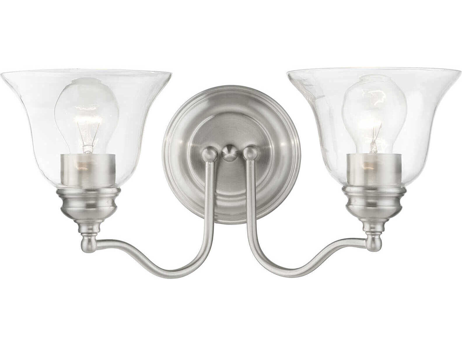 Livex Lighting Moreland 2-Light Brushed Nickel Glass Vanity Light