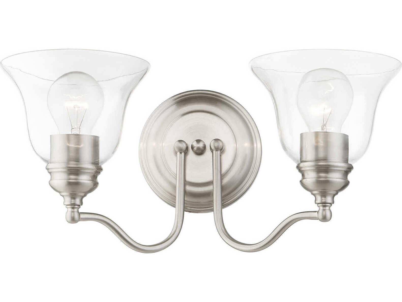Livex Lighting Moreland 2-Light Brushed Nickel Glass Vanity Light