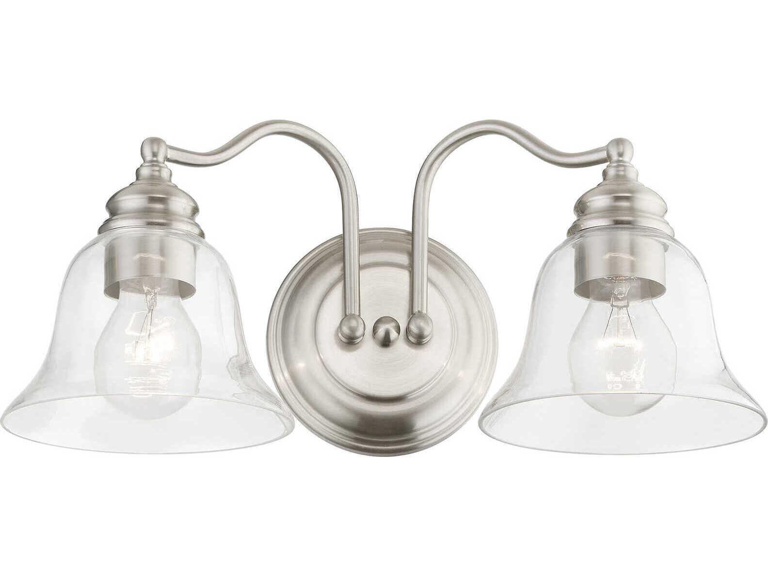 Livex Lighting Moreland 2-Light Brushed Nickel Glass Vanity Light